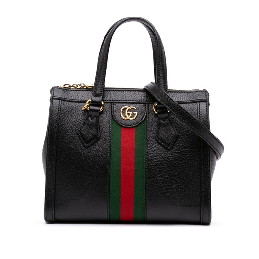 Gucci Small Leather Web Ophidia Satchel