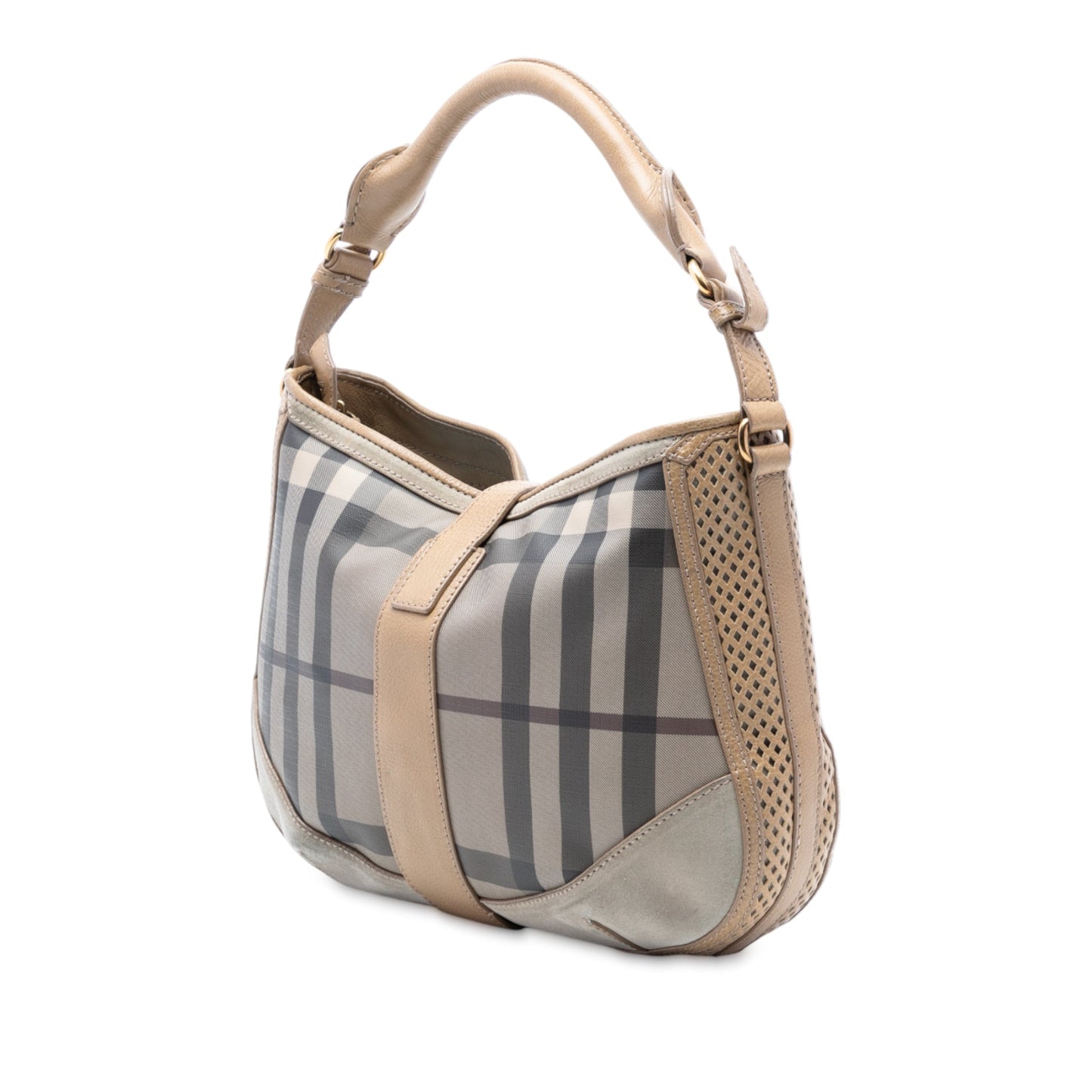 Burberry Smoke Check Coated Canvas Bartow Hobo