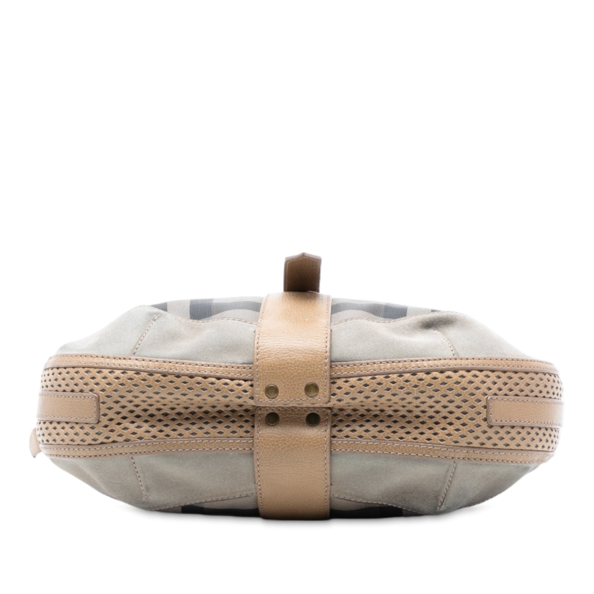 Burberry Smoke Check Coated Canvas Bartow Hobo