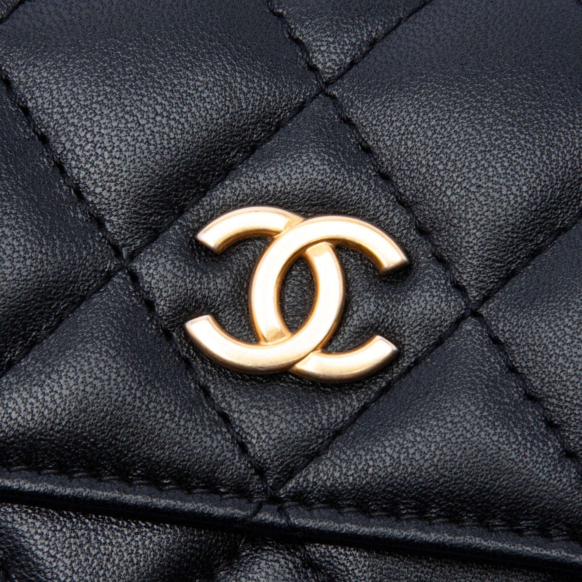 Chanel Quilted Lambskin Romance Card Holder On Chain