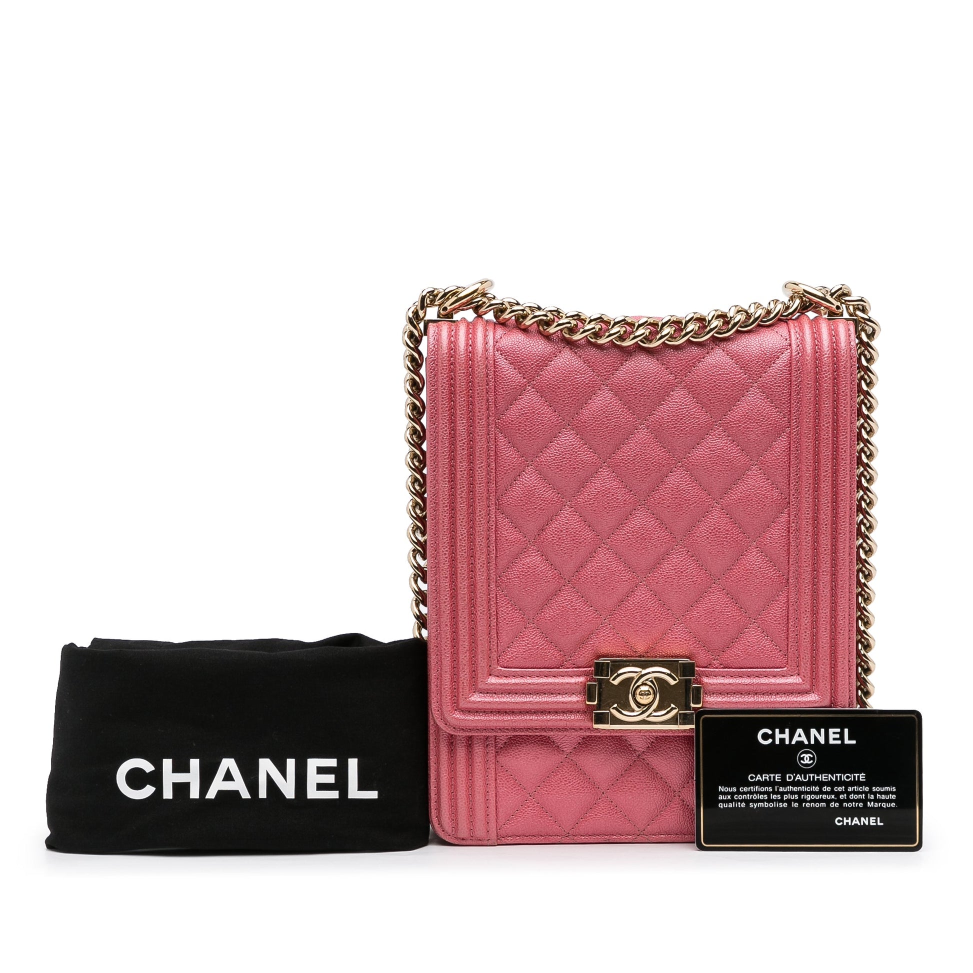 Chanel Quilted Caviar North South Boy Flap