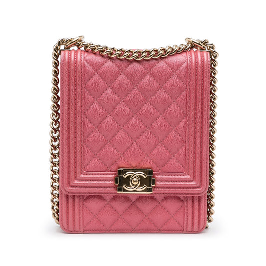 Chanel Quilted Caviar North South Boy Flap