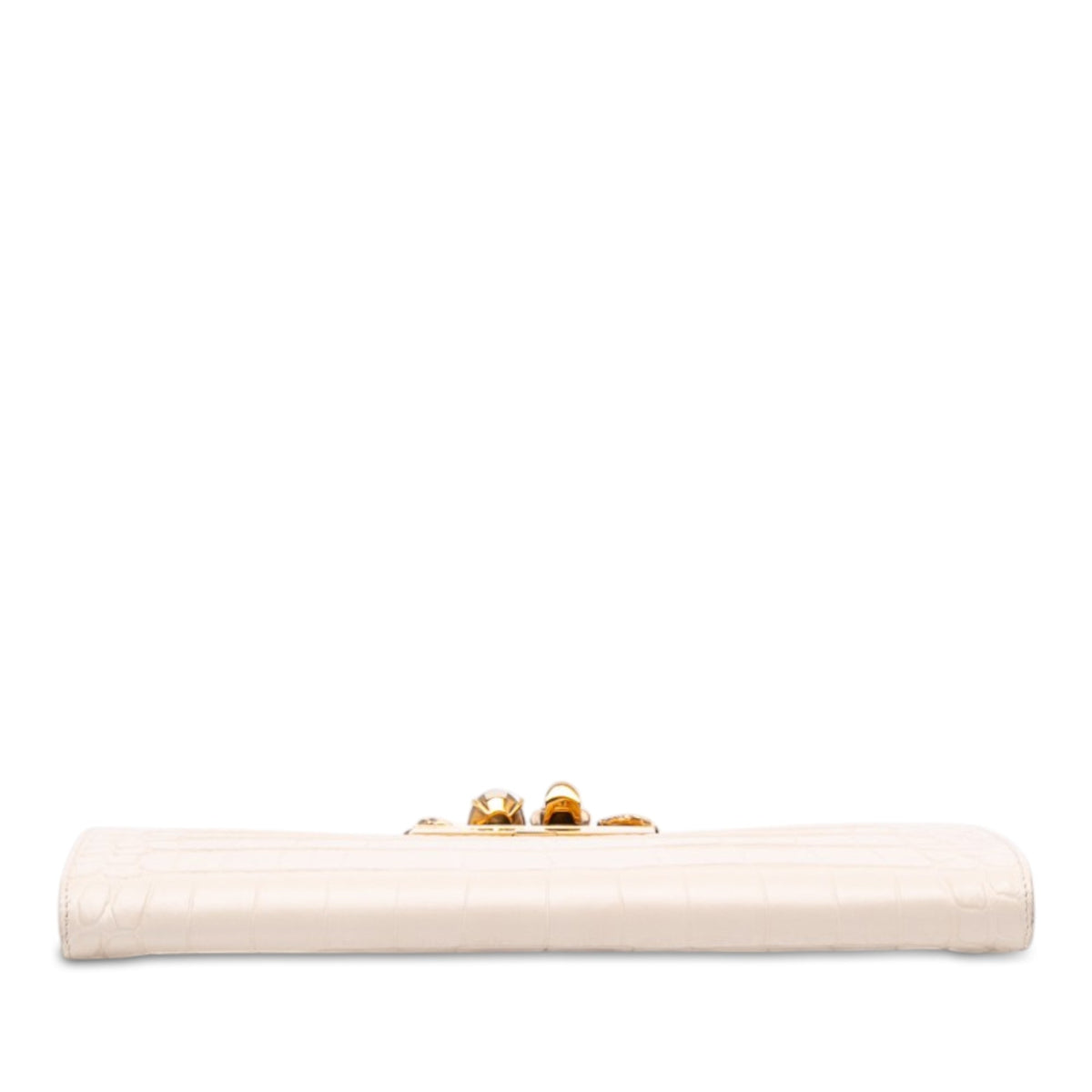 Alexander McQueen Croc Embossed Calfskin Skull Knuckle Clasp Clutch