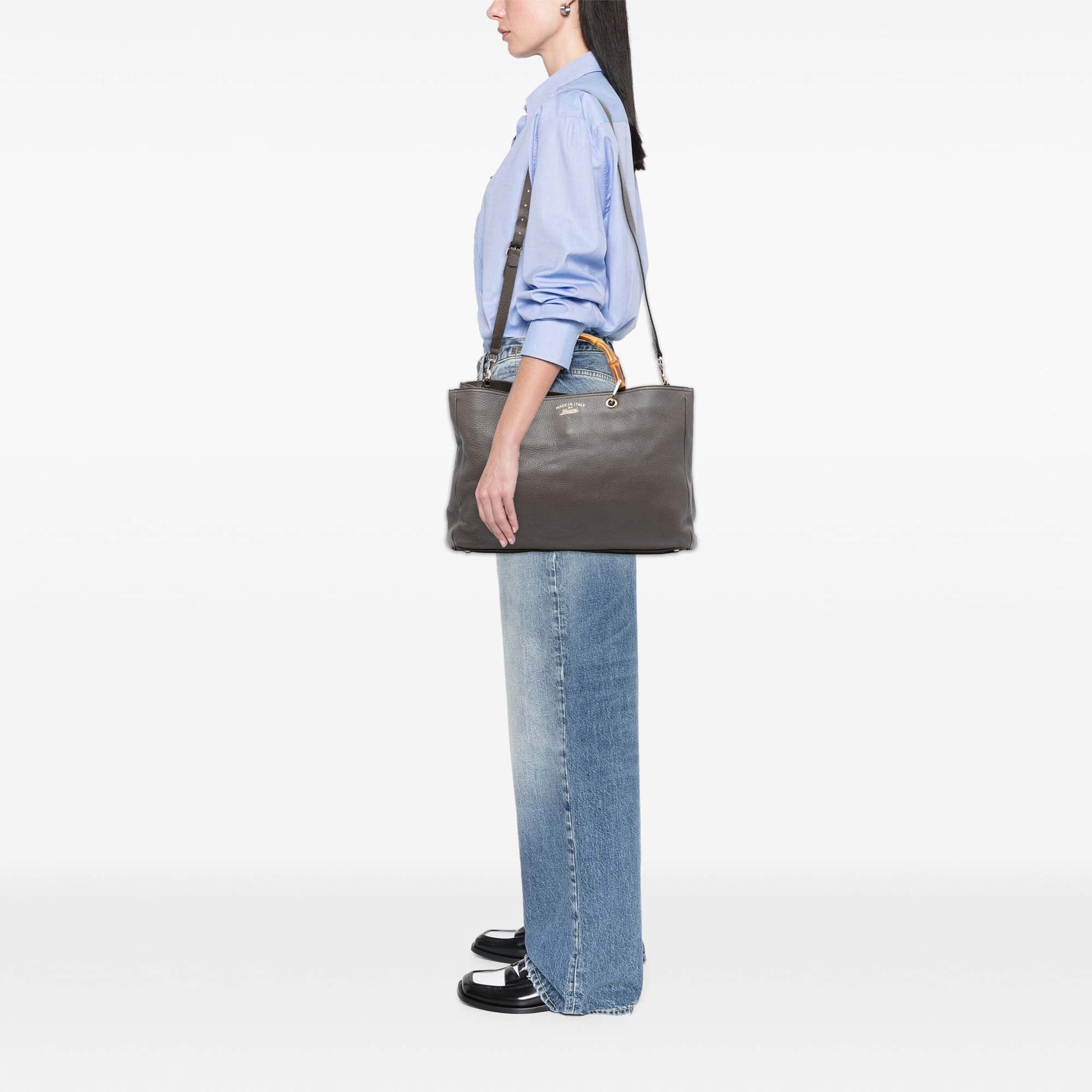 Gucci Large Calfskin Bamboo Shopper Satchel