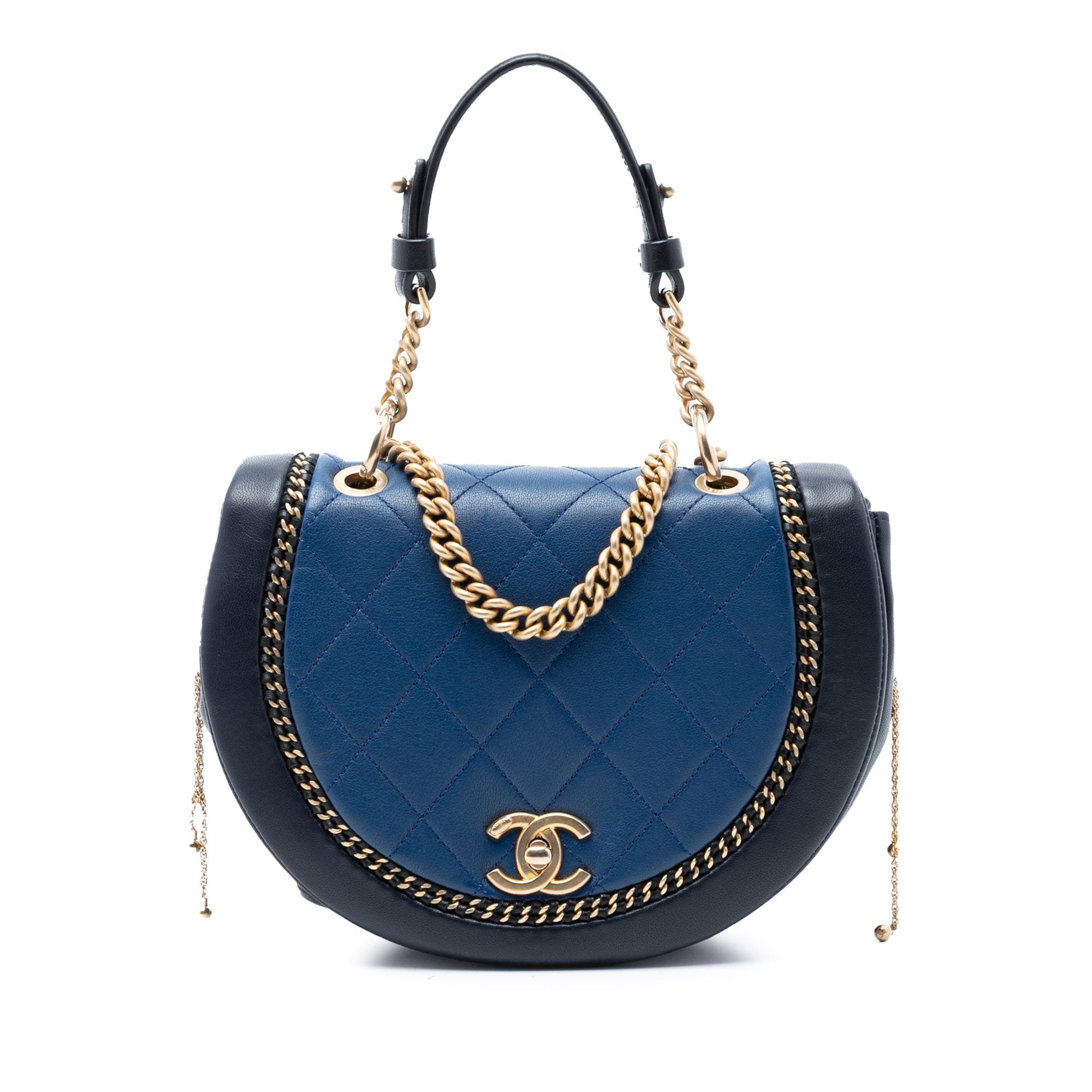 Chanel Small Quilted Lambskin Chain Detail Saddle Bag