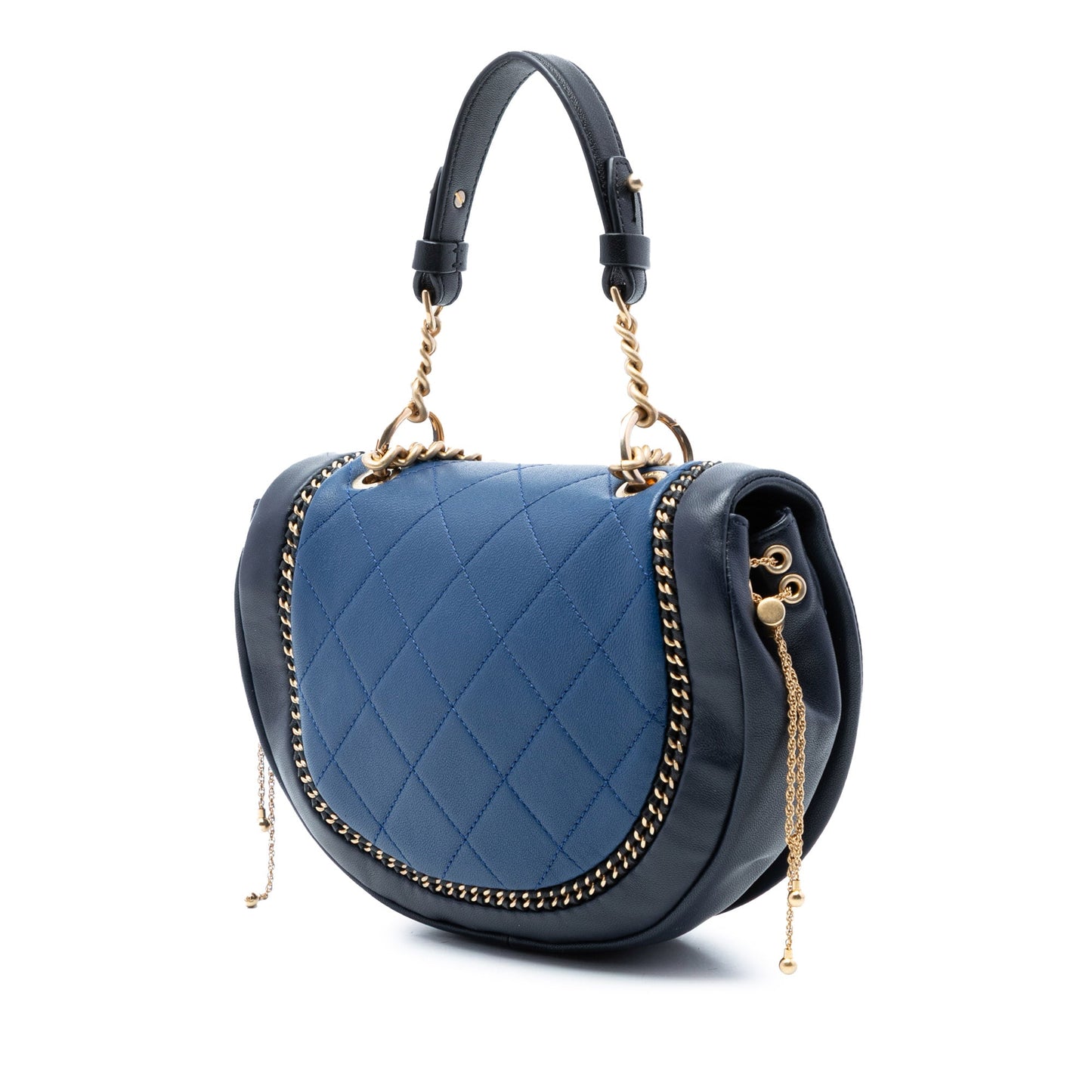 Chanel Small Quilted Lambskin Chain Detail Saddle Bag