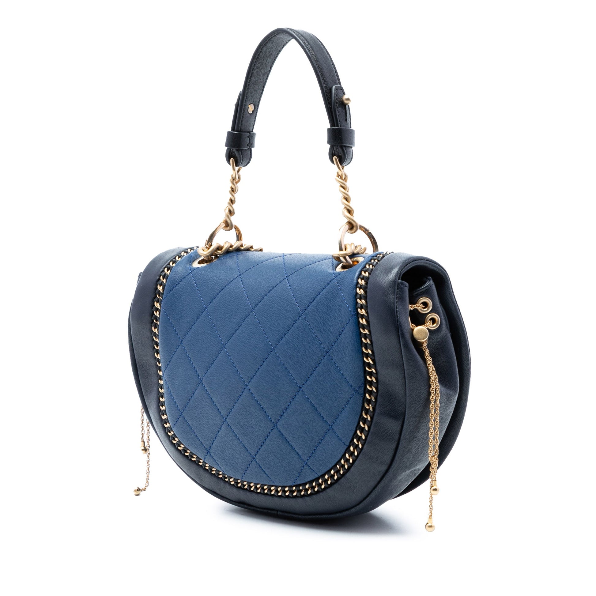 Chanel Small Quilted Lambskin Chain Detail Saddle Bag