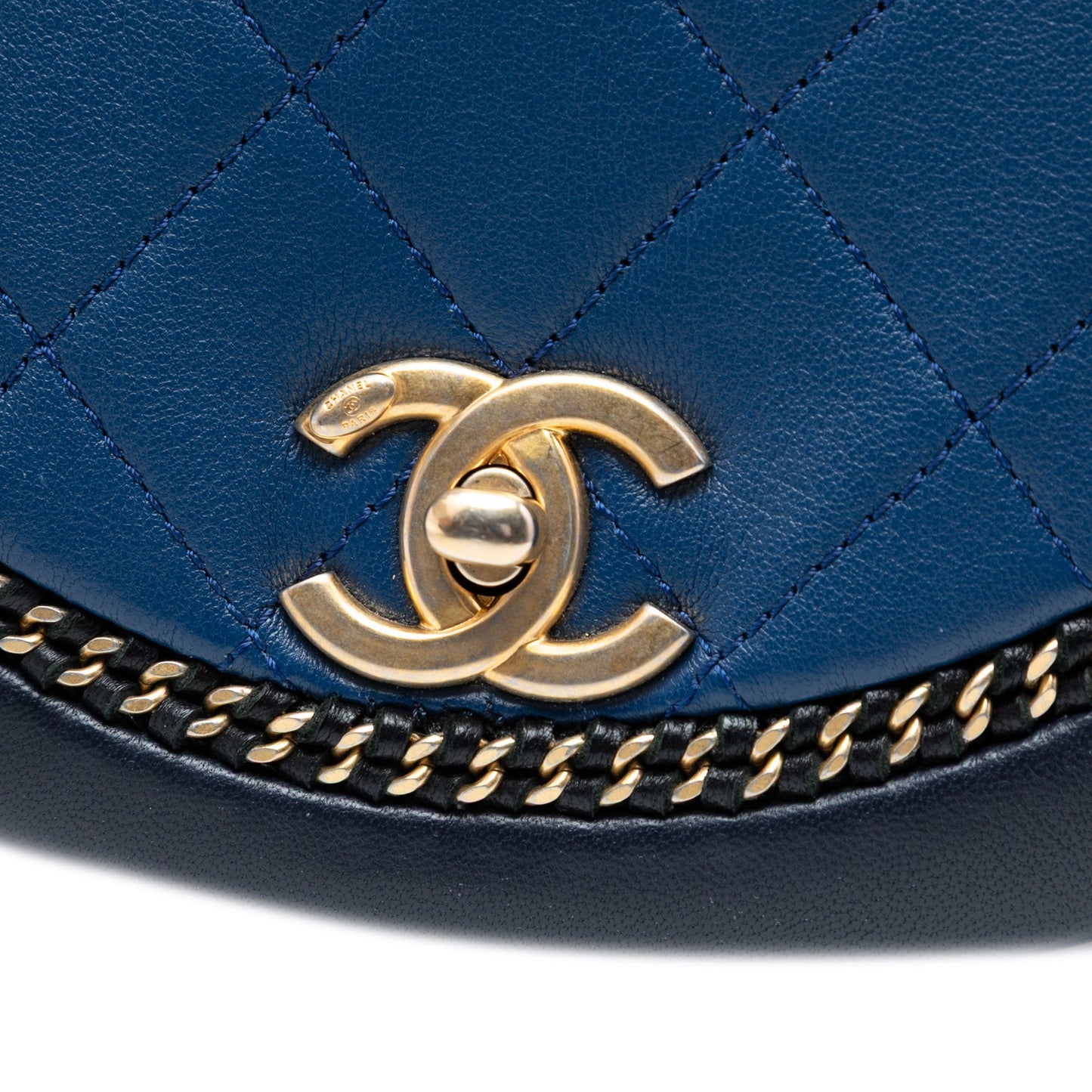 Chanel Small Quilted Lambskin Chain Detail Saddle Bag