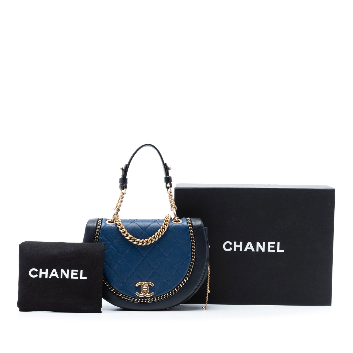 Chanel Small Quilted Lambskin Chain Detail Saddle Bag