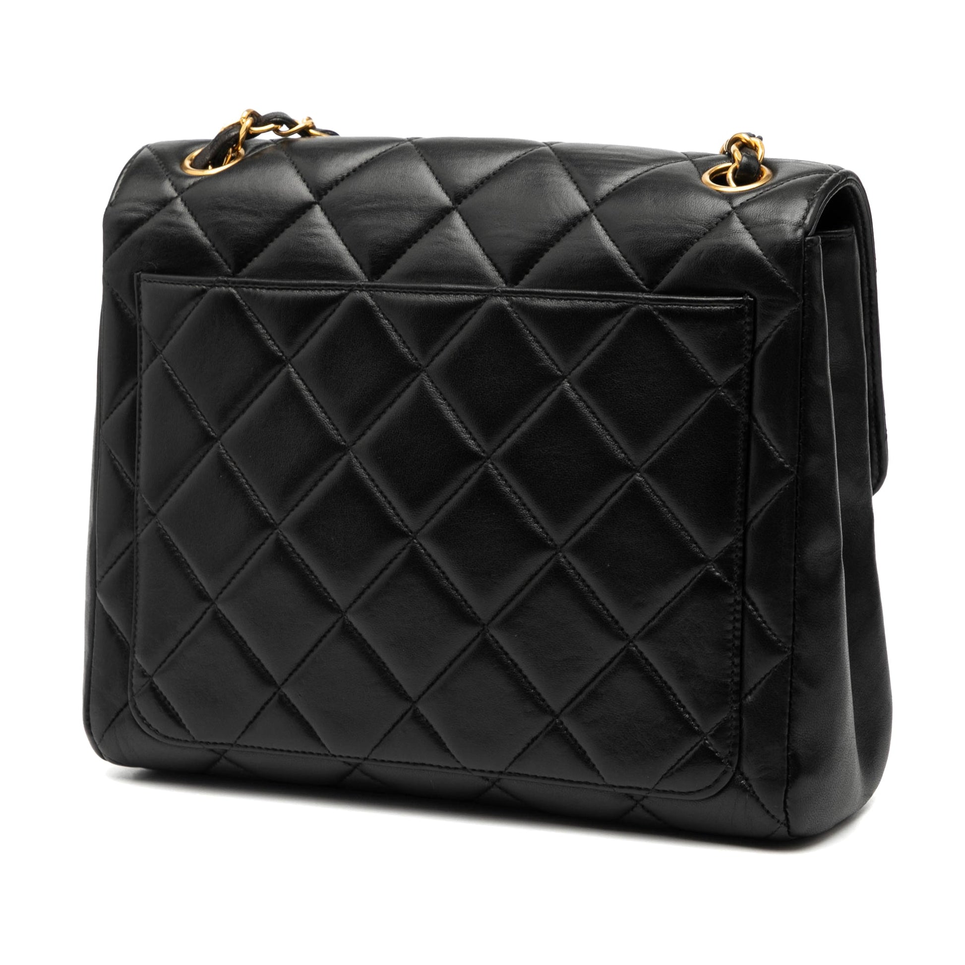 Chanel Small Square Lambskin Straight Single Flap