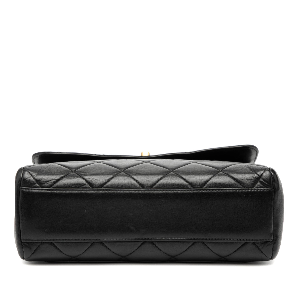 Chanel Small Square Quilted Lambskin Straight Single Flap — Black