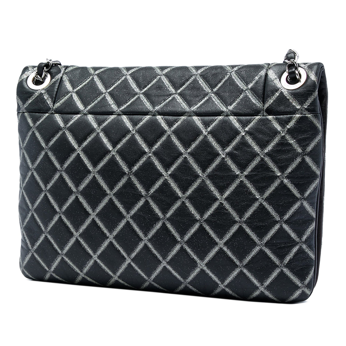 Chanel Quilted Metallic Distressed Lambskin CC Crystal Flap