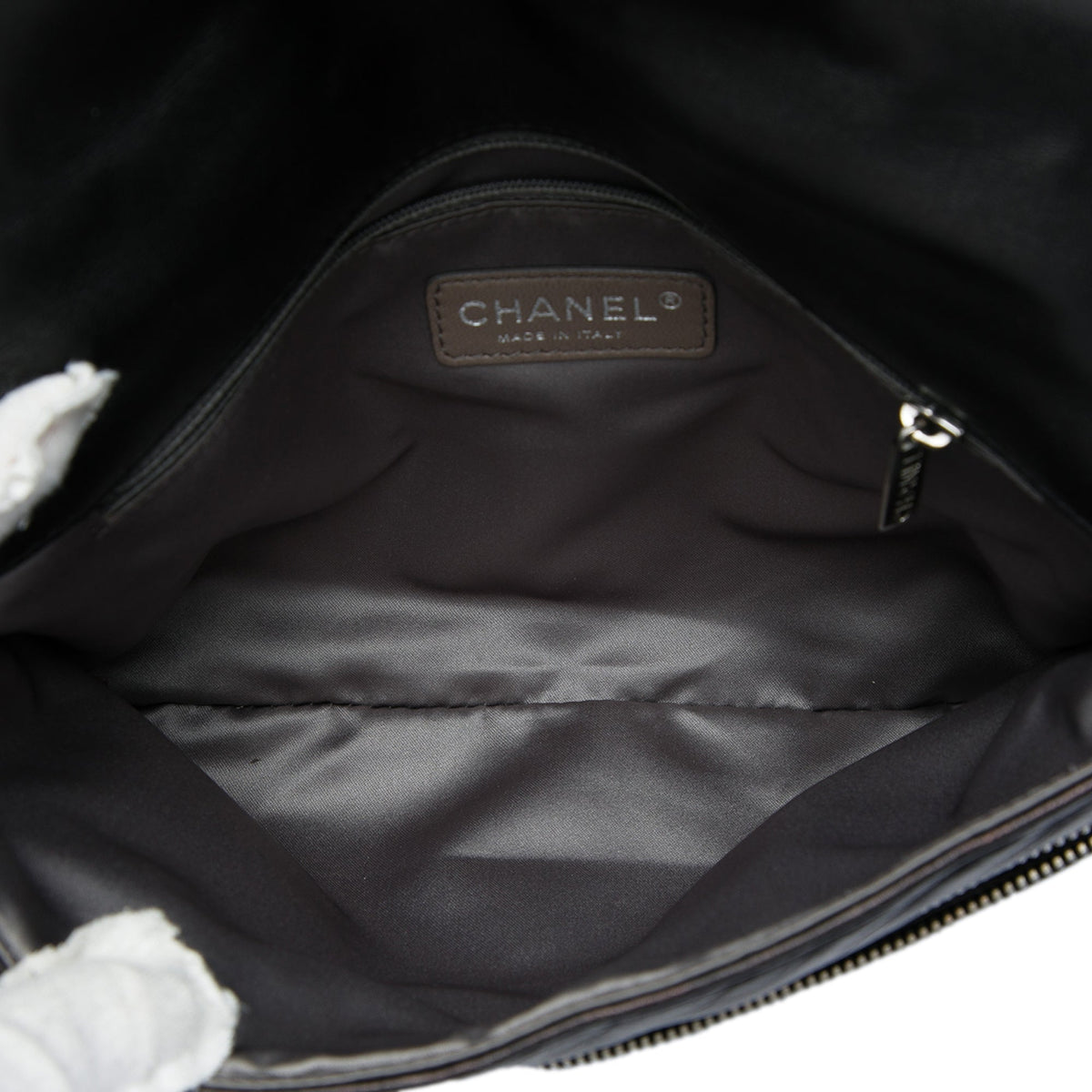 Chanel Quilted Metallic Distressed Lambskin CC Crystal Flap