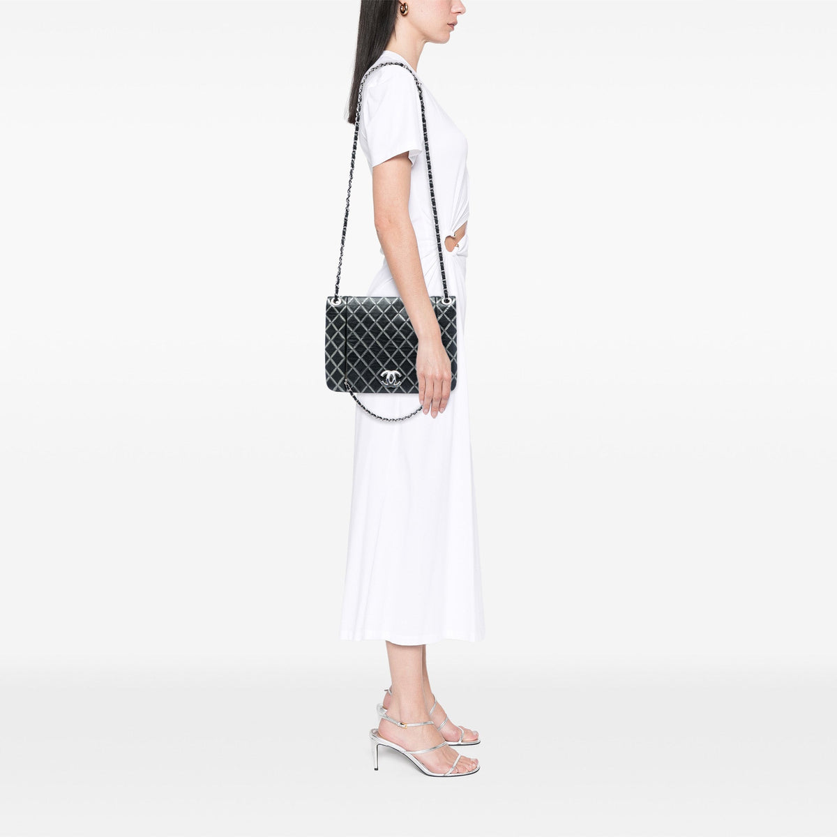 Chanel Quilted Metallic Distressed Lambskin CC Crystal Flap
