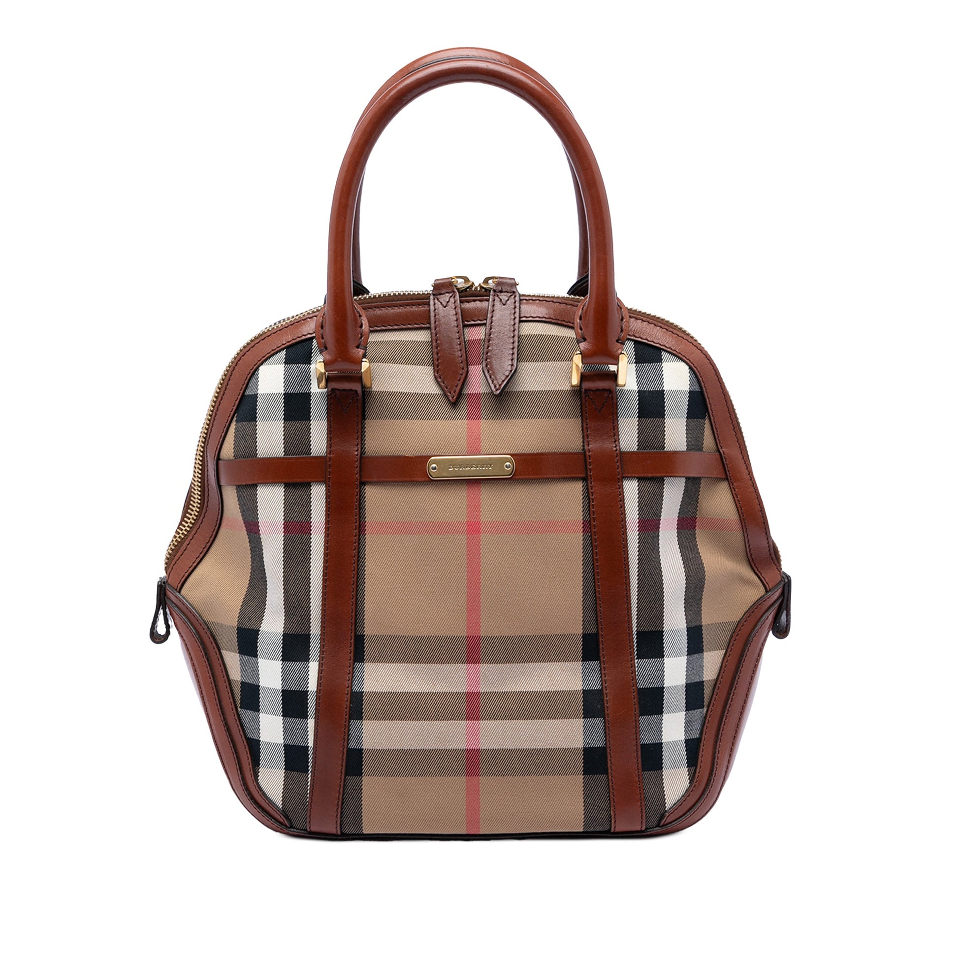Burberry Medium House Check Canvas Bridle Orchard Handbag