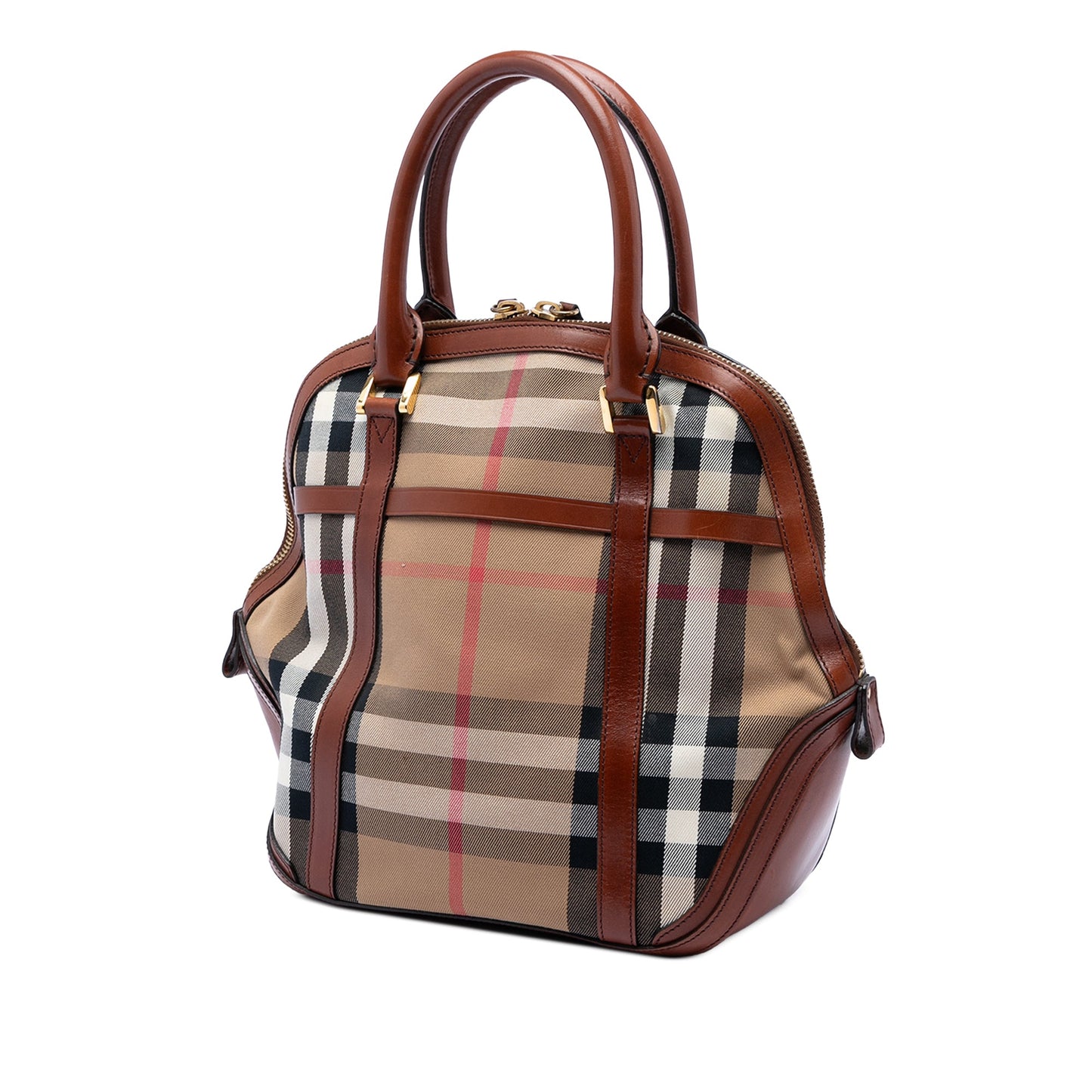 Burberry Medium House Check Canvas Bridle Orchard Handbag