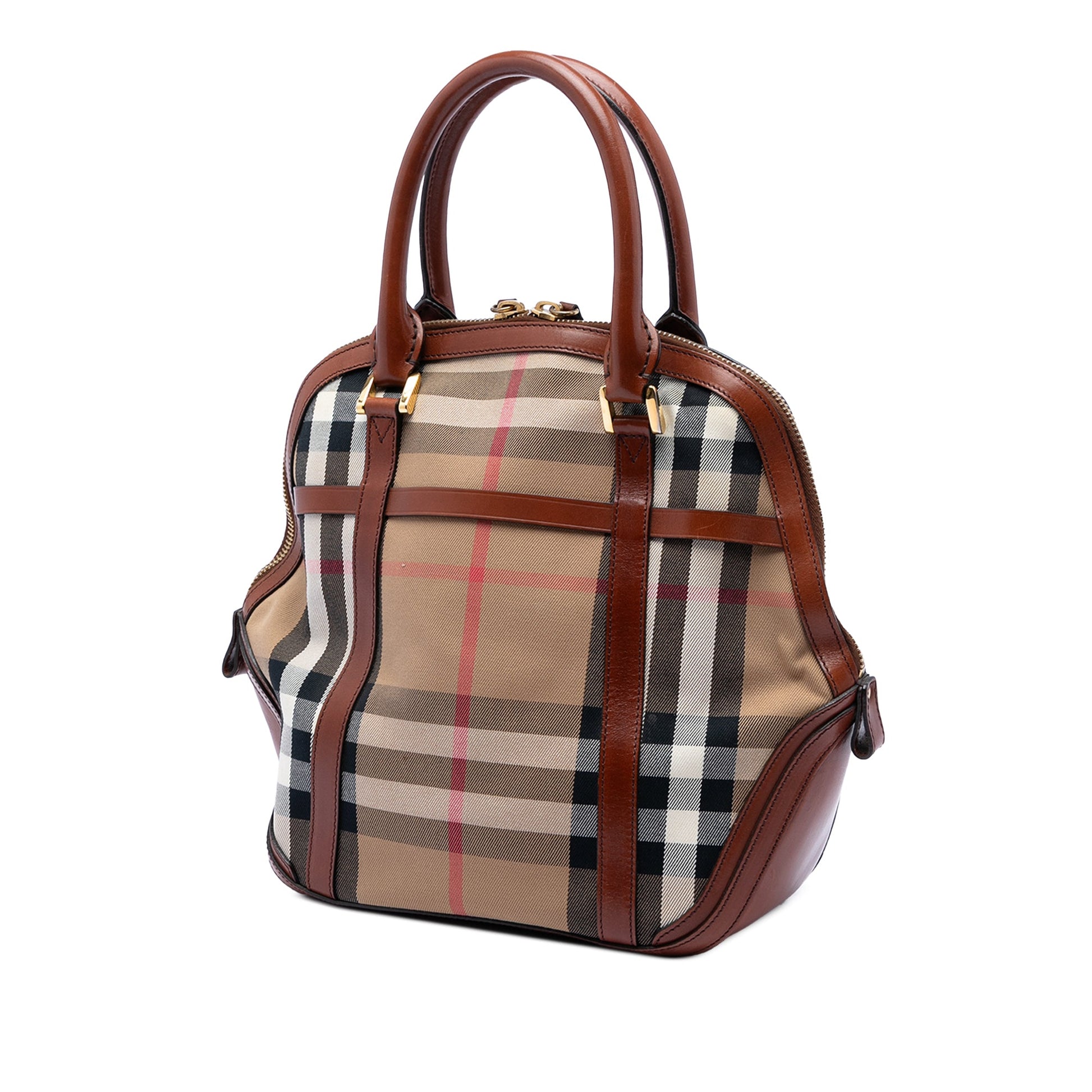 Burberry Medium House Check Canvas Bridle Orchard Handbag