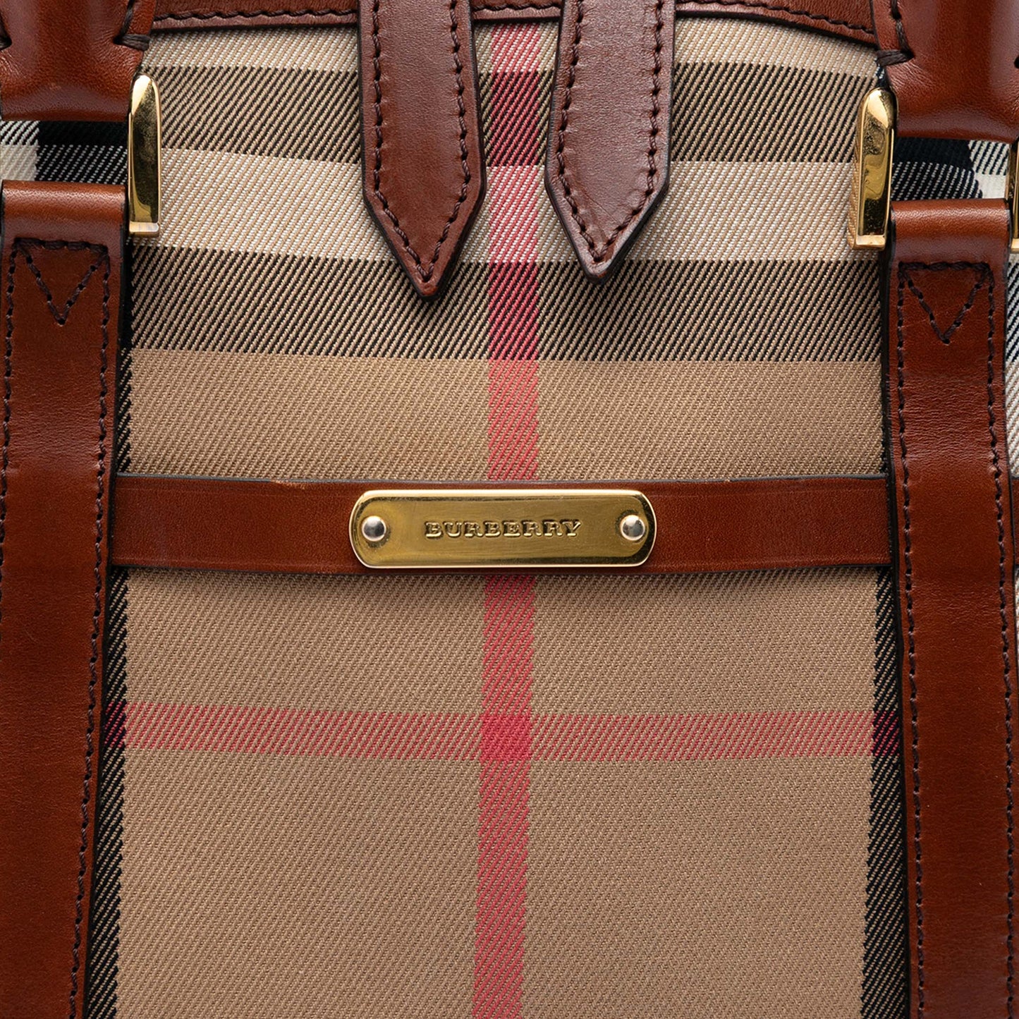 Burberry Medium House Check Canvas Bridle Orchard Handbag