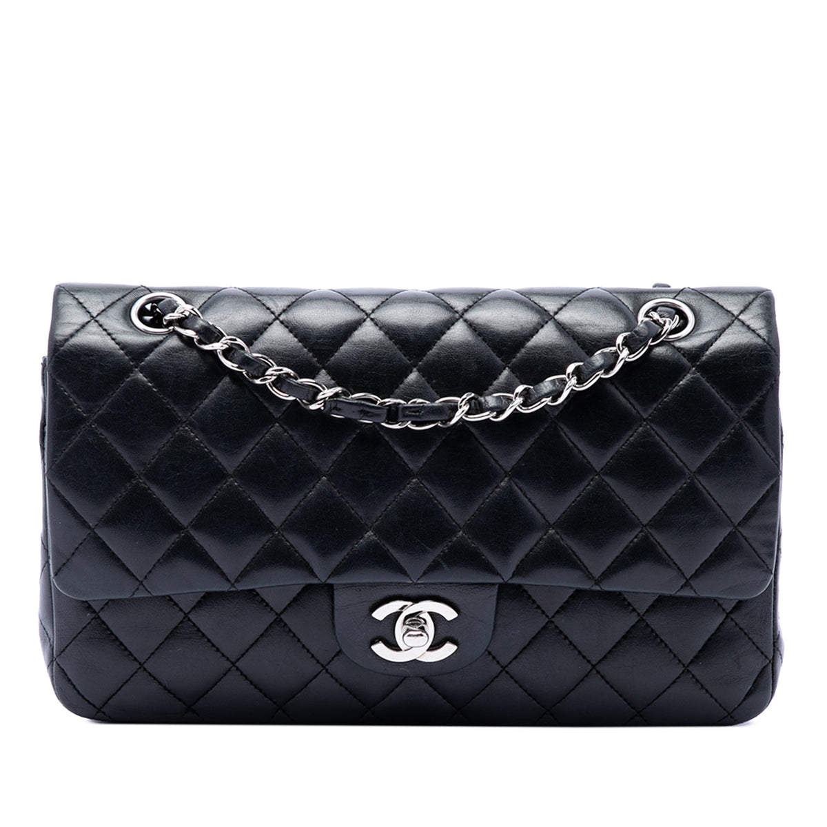 Chanel Medium Classic Lambskin Double Flap — Black