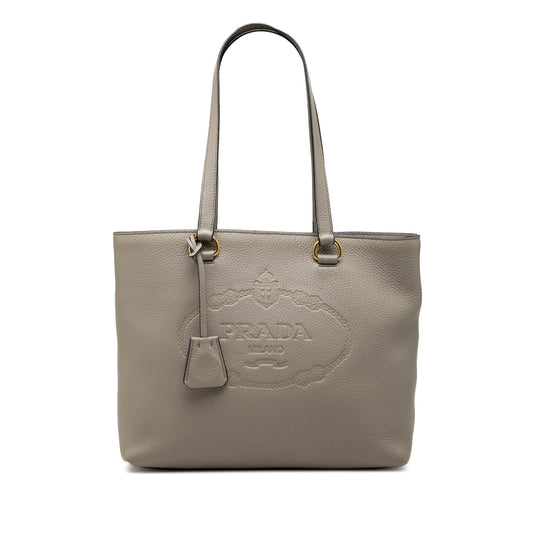 Prada Vitello Daino Canapa Logo Tote