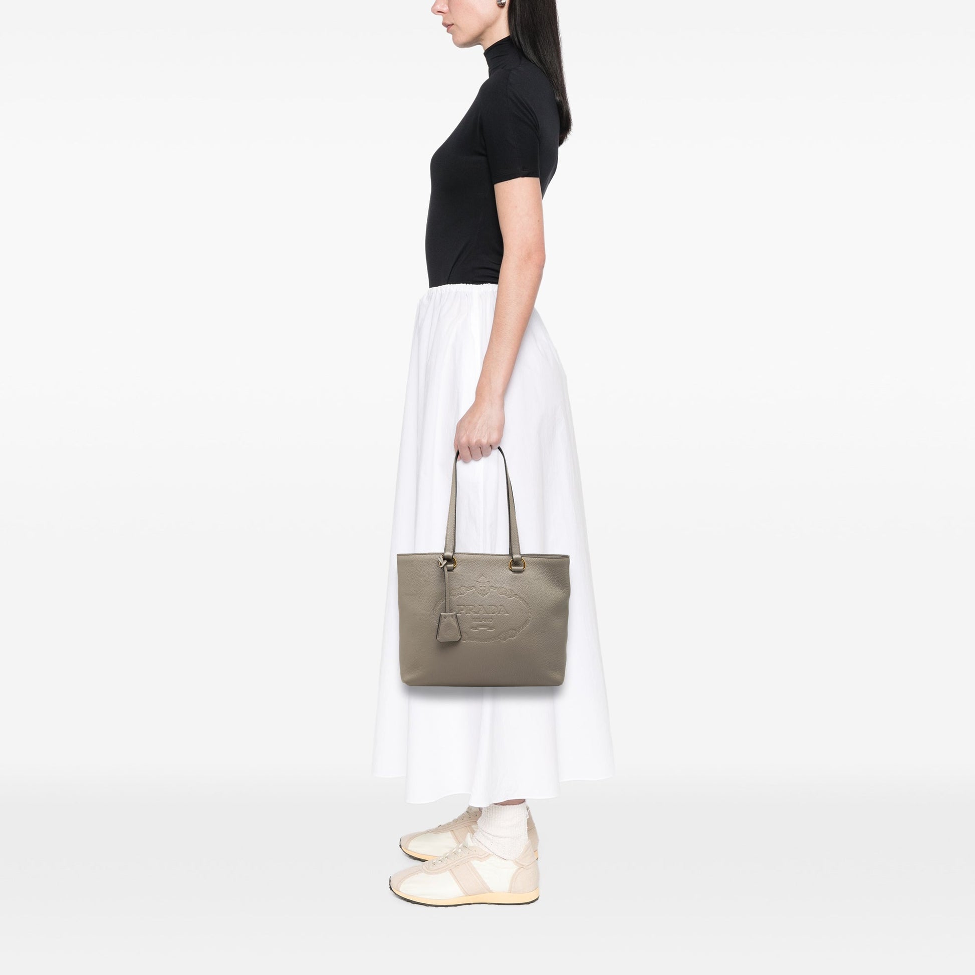 Prada Vitello Daino Canapa Logo Tote