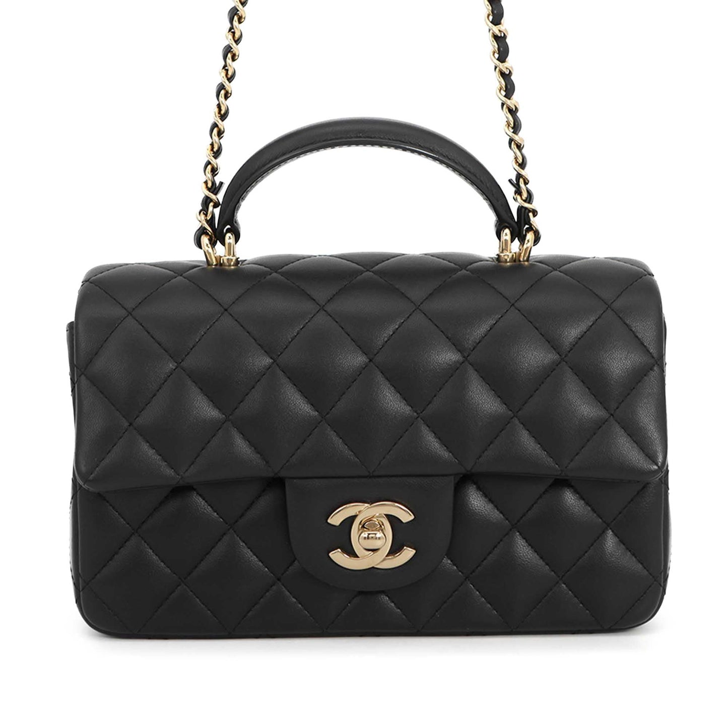 Chanel Mini Rectangular Classic Lambskin Top Handle Flap
