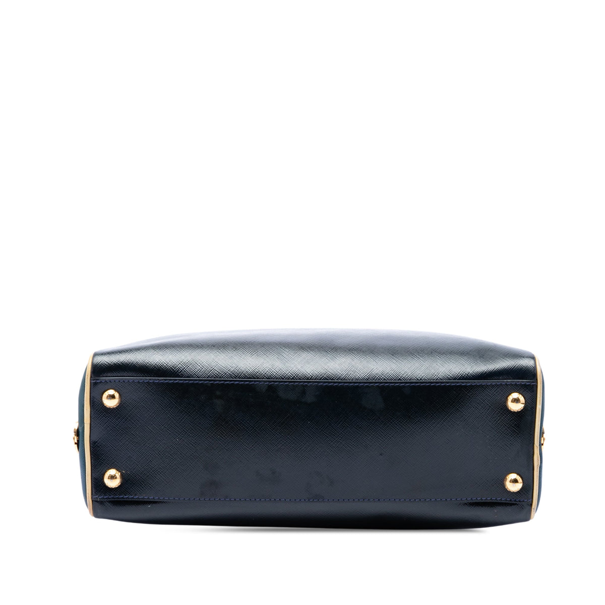 Prada Bicolor Saffiano Vernice Pyramid Frame Handbag