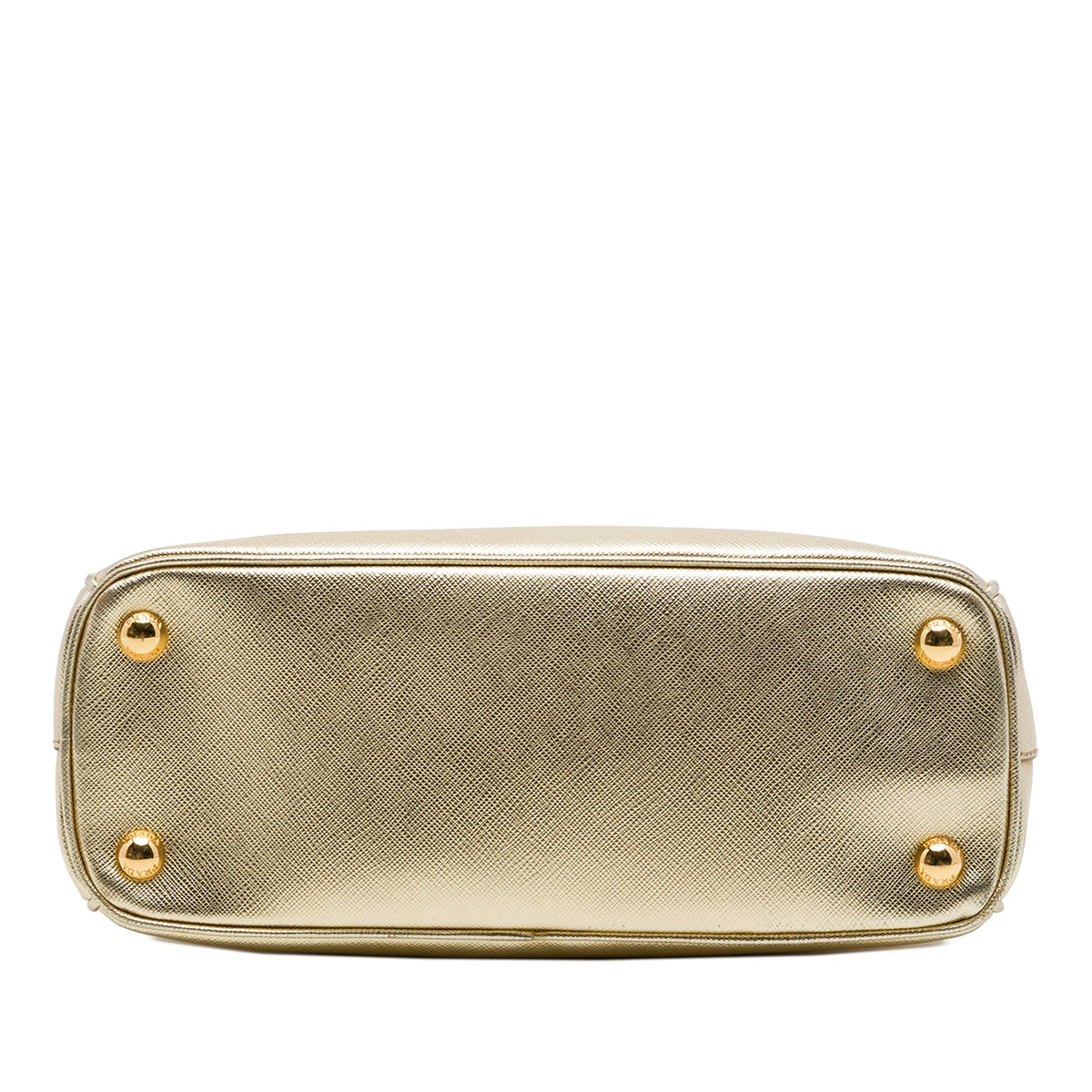 Prada Mini Metallic Saffiano Lux Galleria Double Zip Satchel — Gold