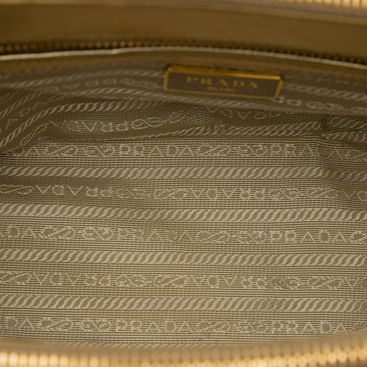 Prada Mini Metallic Saffiano Lux Galleria Double Zip Satchel — Gold