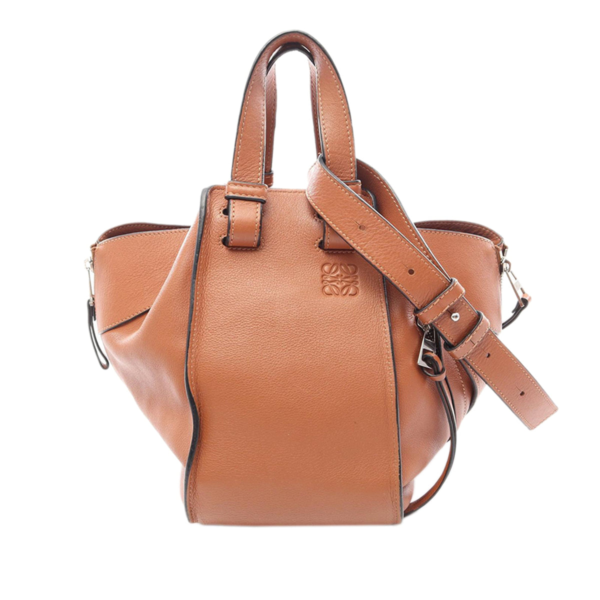 LOEWE Small Leather Hammock Satchel — Brown