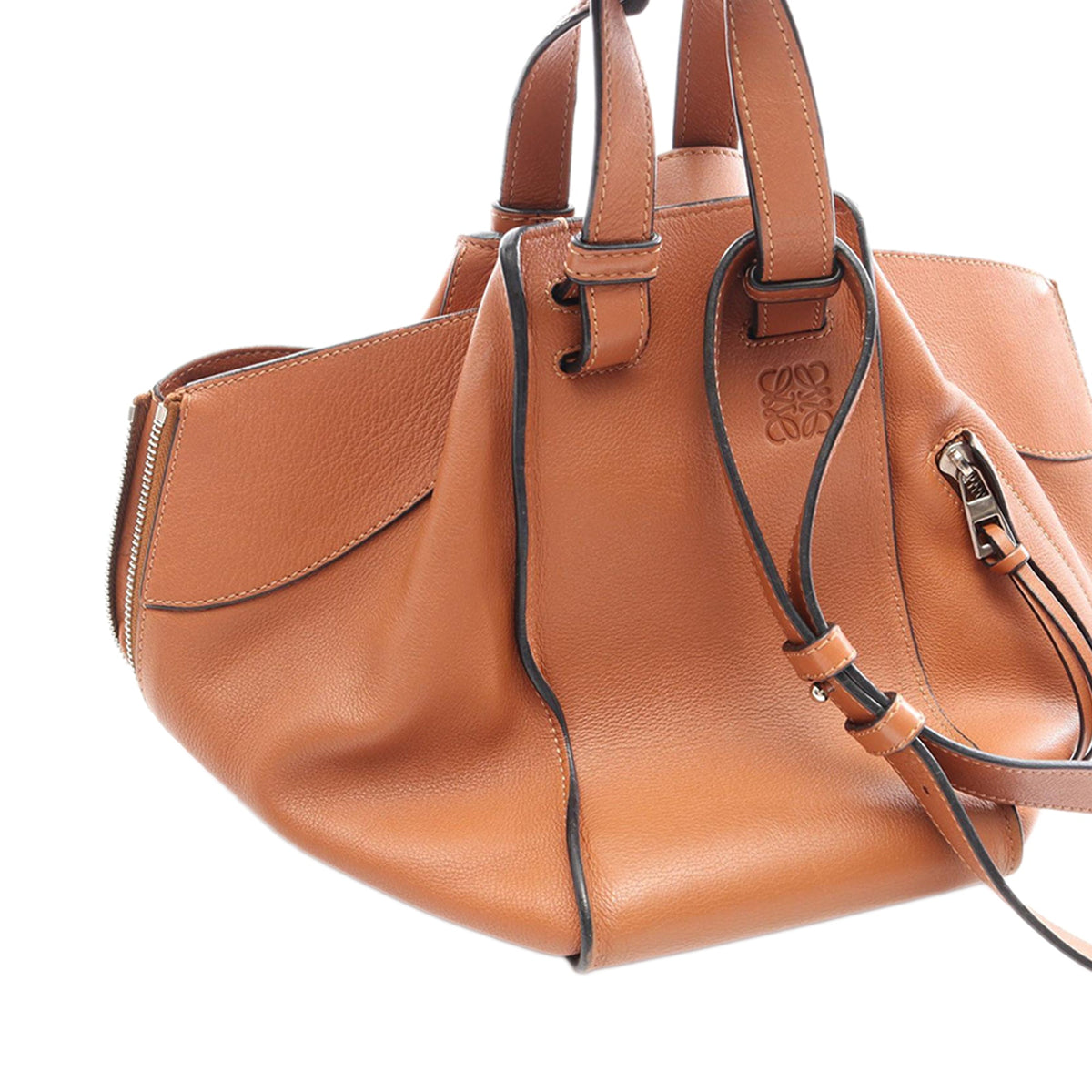 LOEWE Small Leather Hammock Satchel — Brown