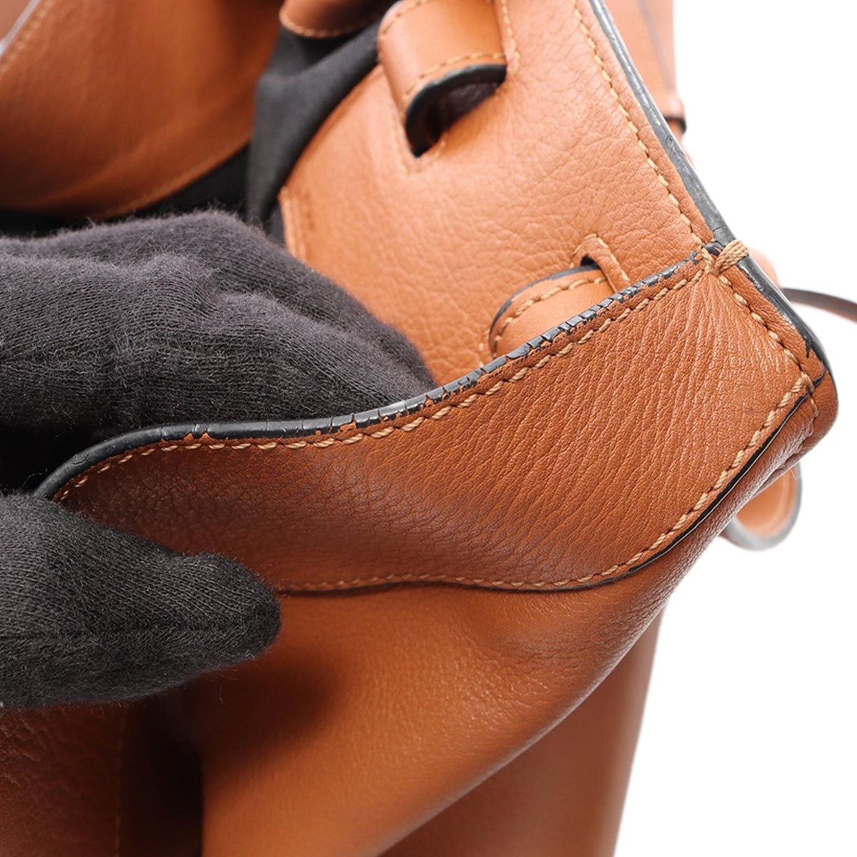 LOEWE Small Leather Hammock Satchel — Brown