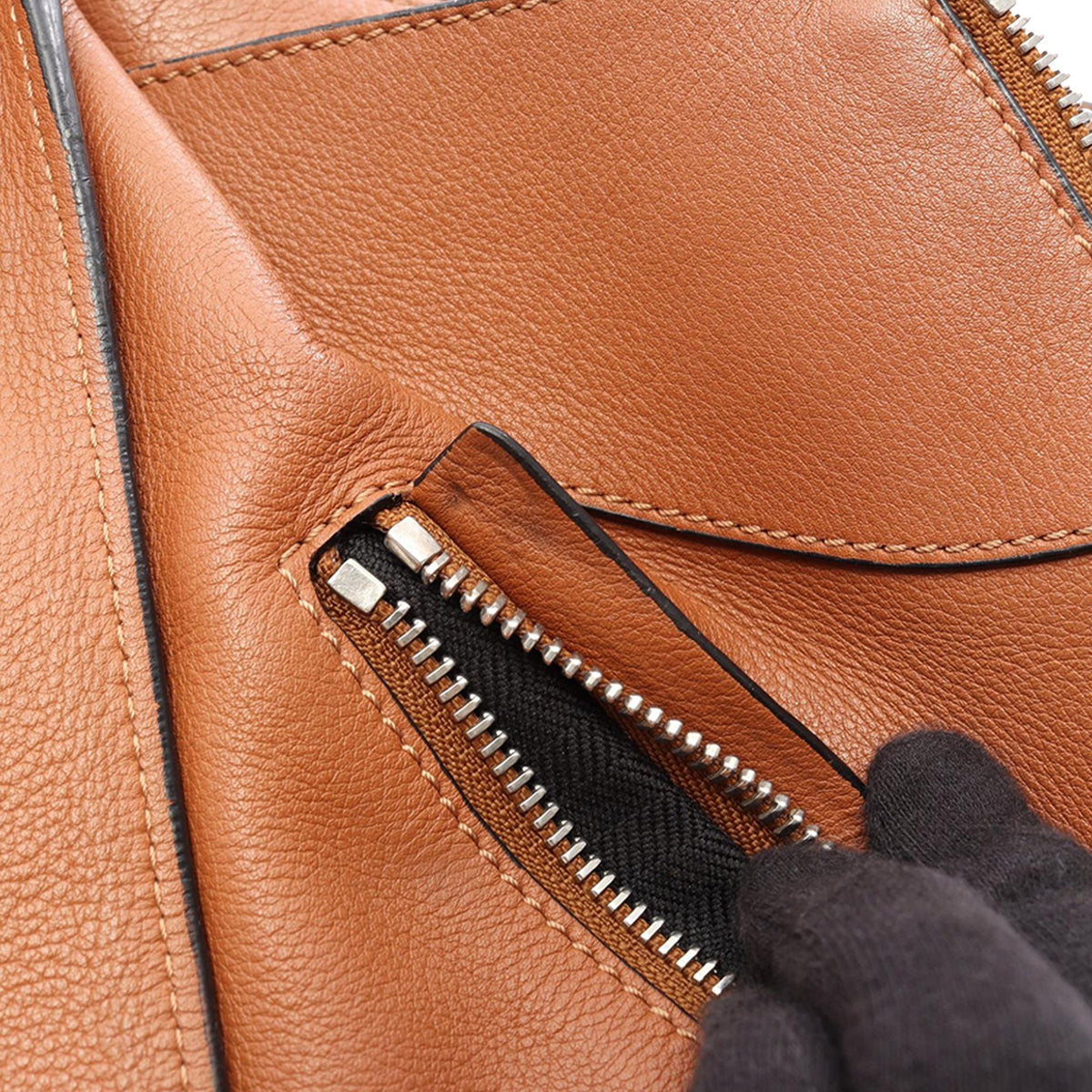 LOEWE Small Leather Hammock Satchel — Brown
