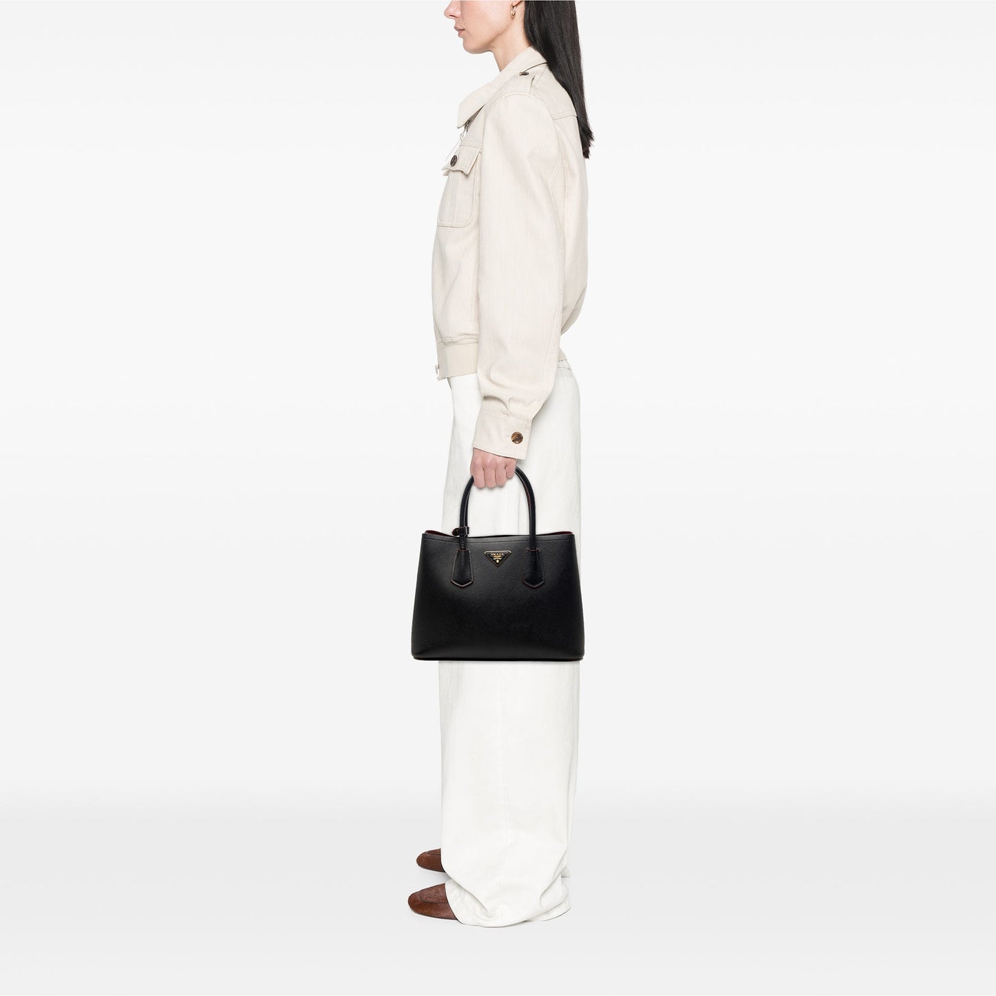 Small Saffiano Cuir Double Satchel