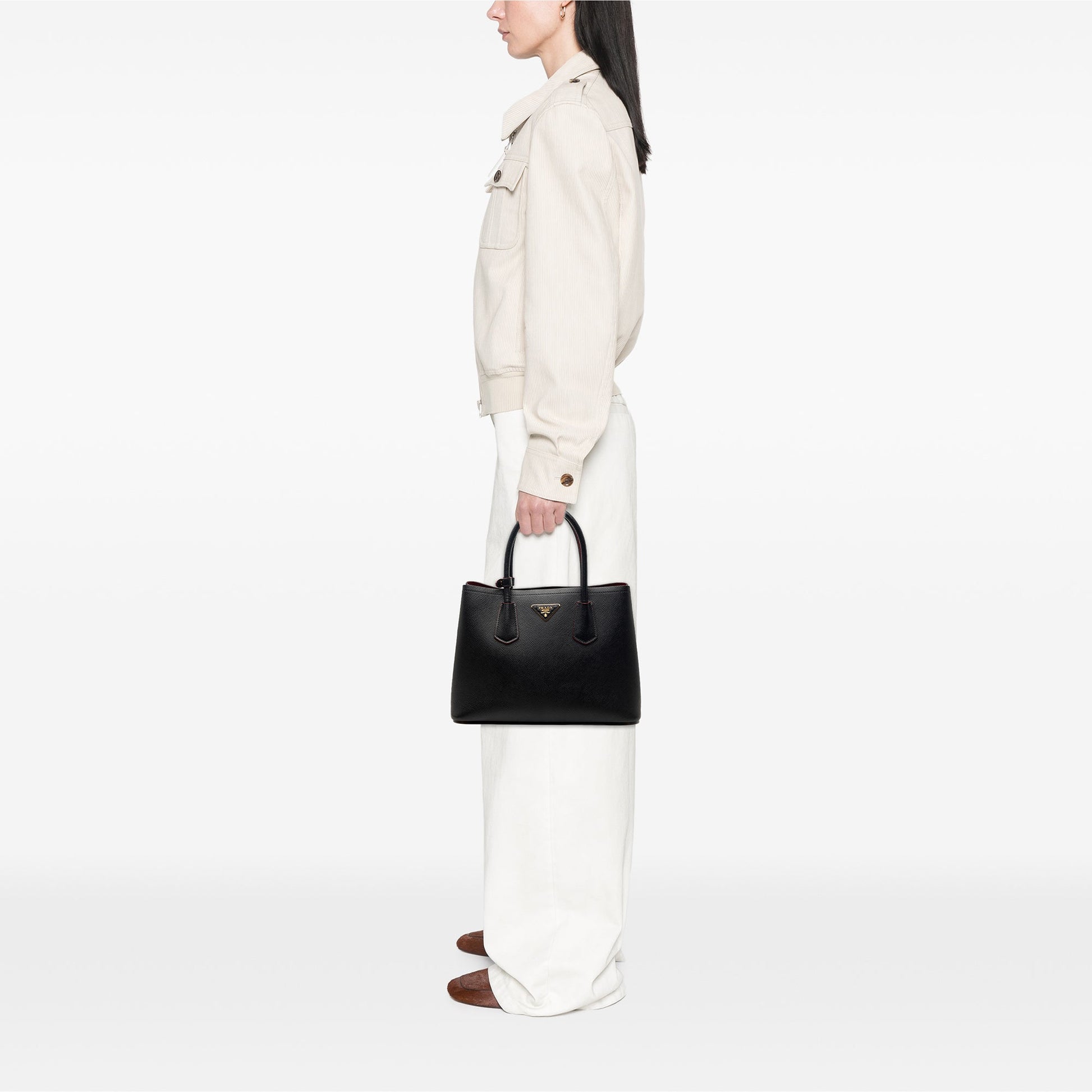 Small Saffiano Cuir Double Satchel