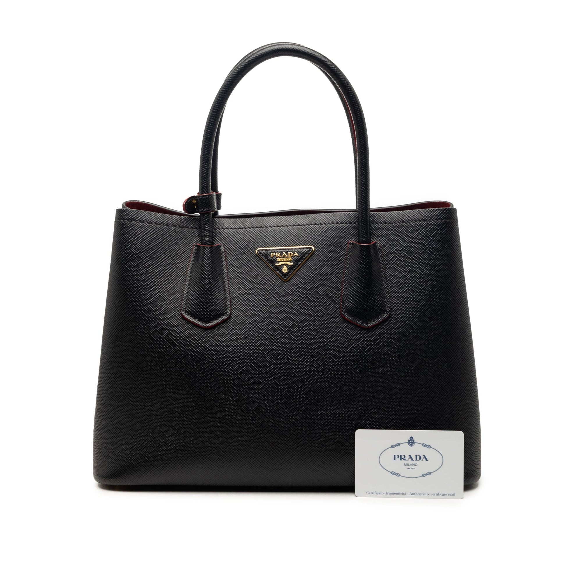 Small Saffiano Cuir Double Satchel