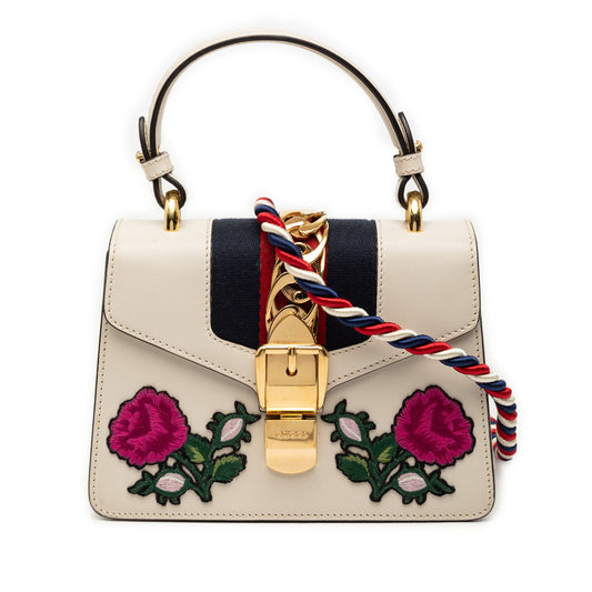 Gucci Mini Embroidered Leather Sylvie Satchel