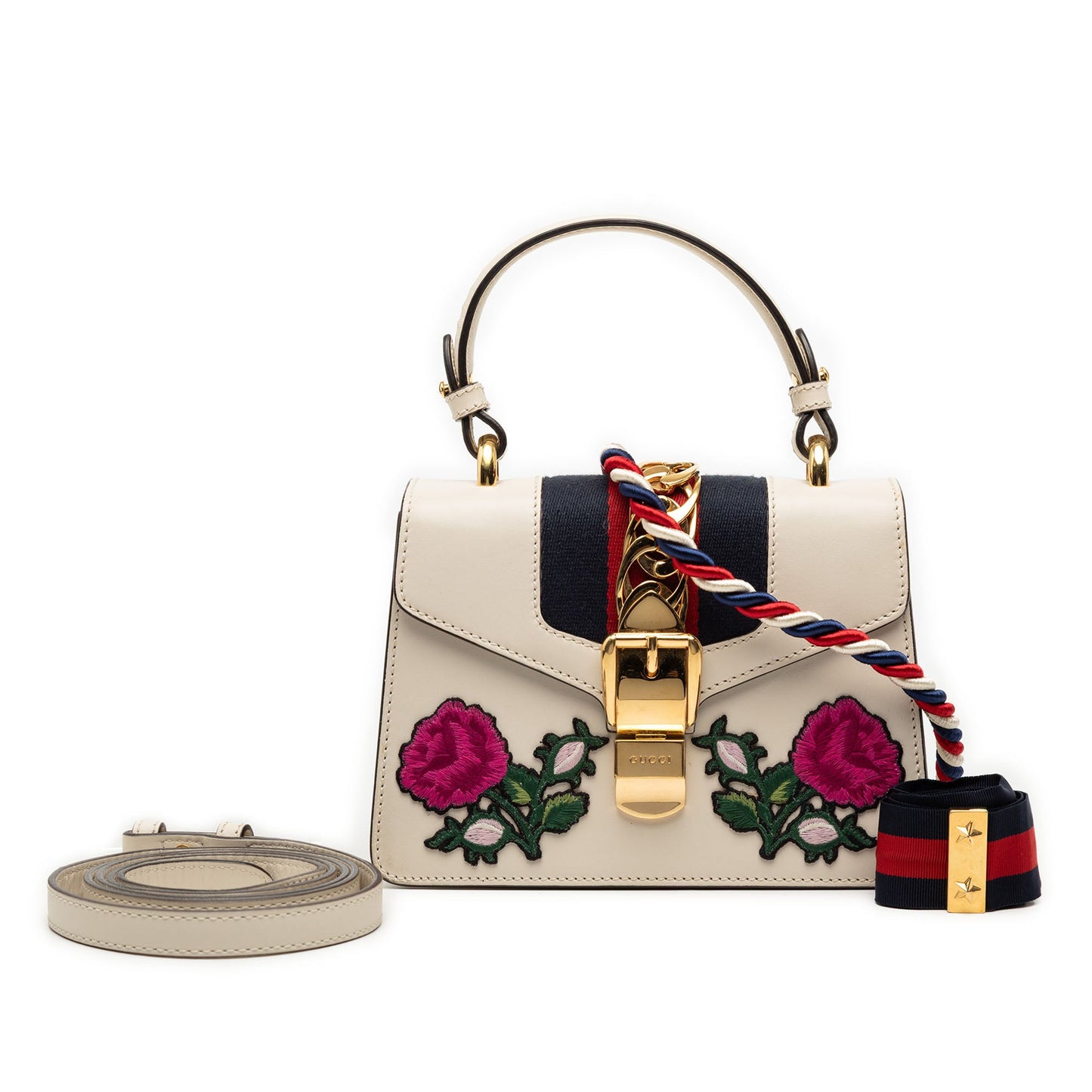 Gucci Mini Embroidered Leather Sylvie Satchel
