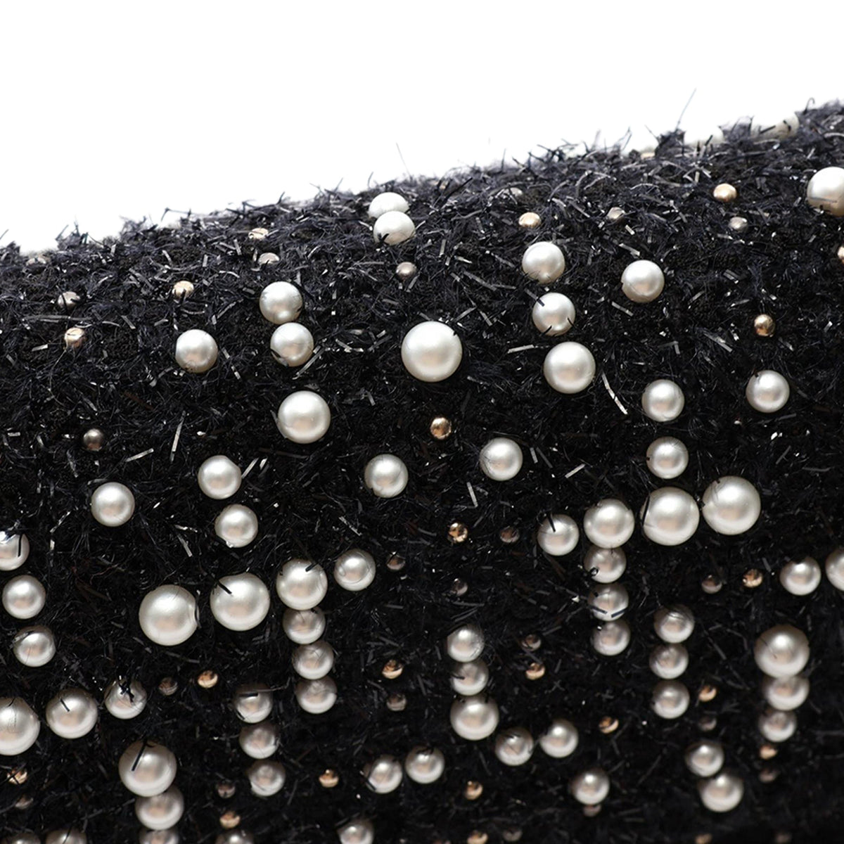 Chanel Mini Tweed and Pearl Flap Bag — Black