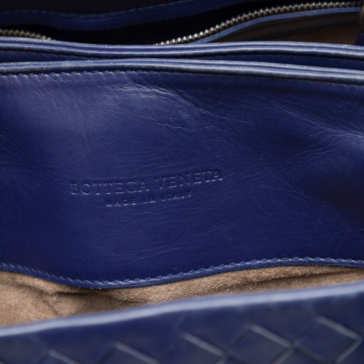 Bottega Veneta Small Nappa Intrecciato Roma Satchel — Blue