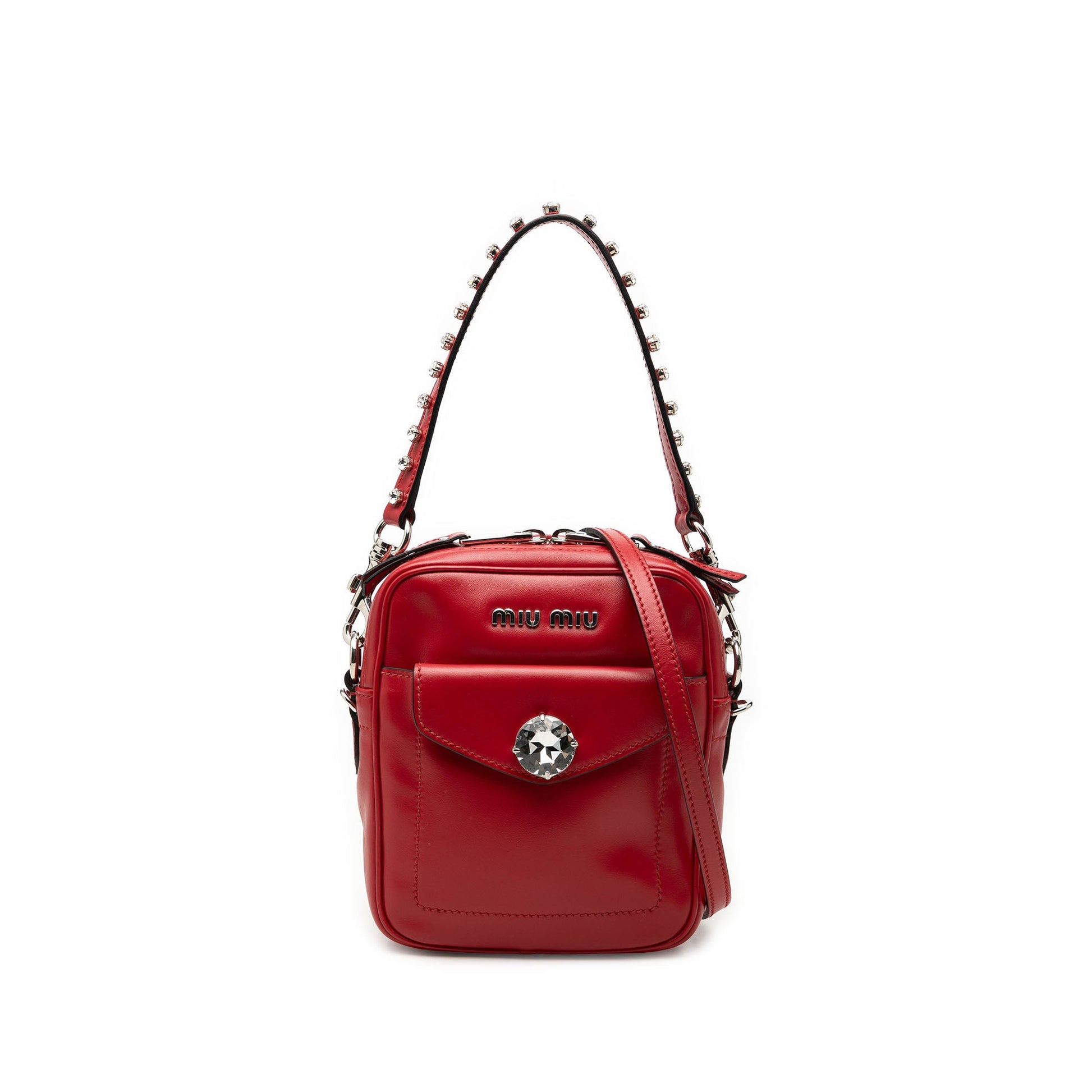 Miu Miu Vitello Soft Crystal Embellished Solitaire Camera Bag