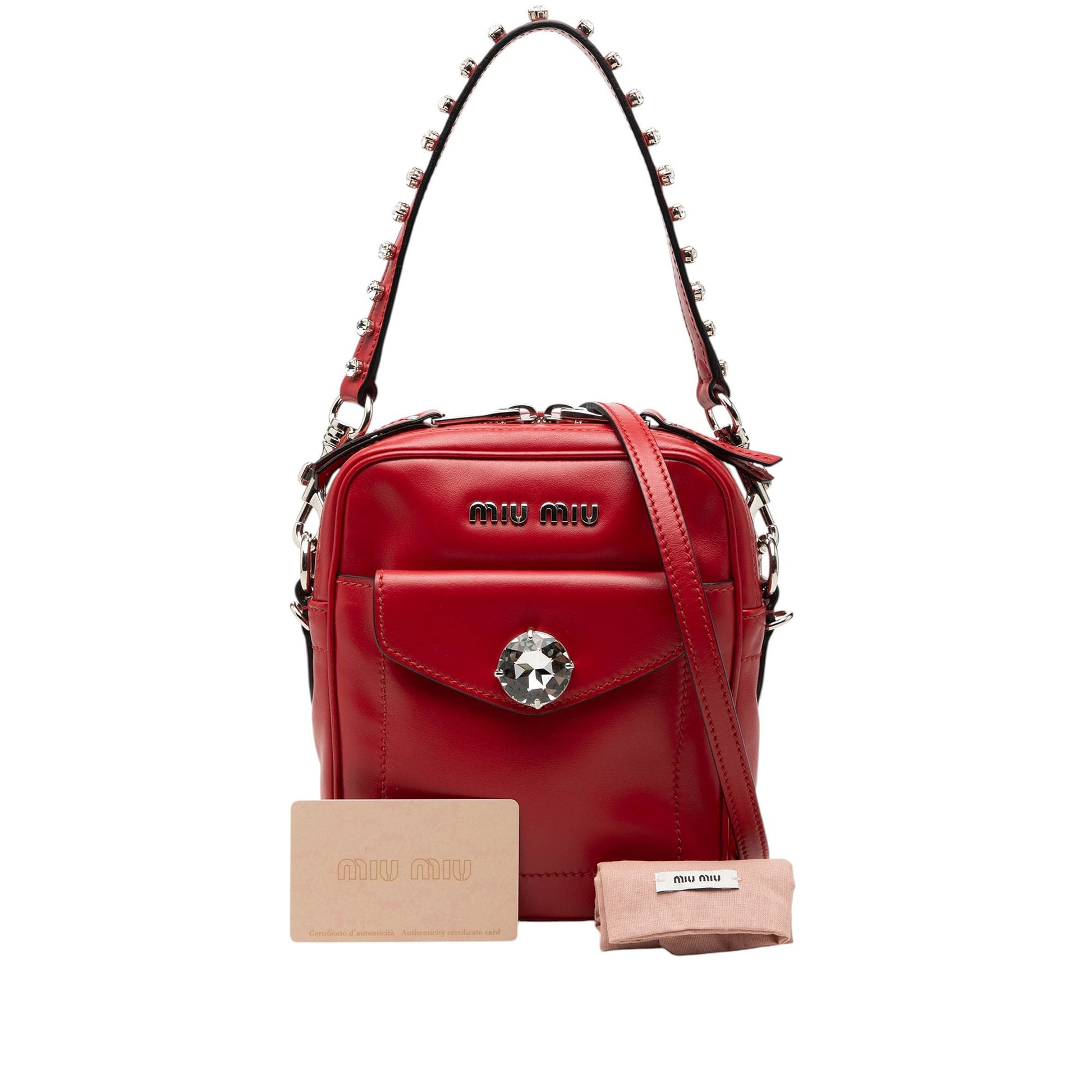 Miu Miu Vitello Soft Crystal Embellished Solitaire Camera Bag