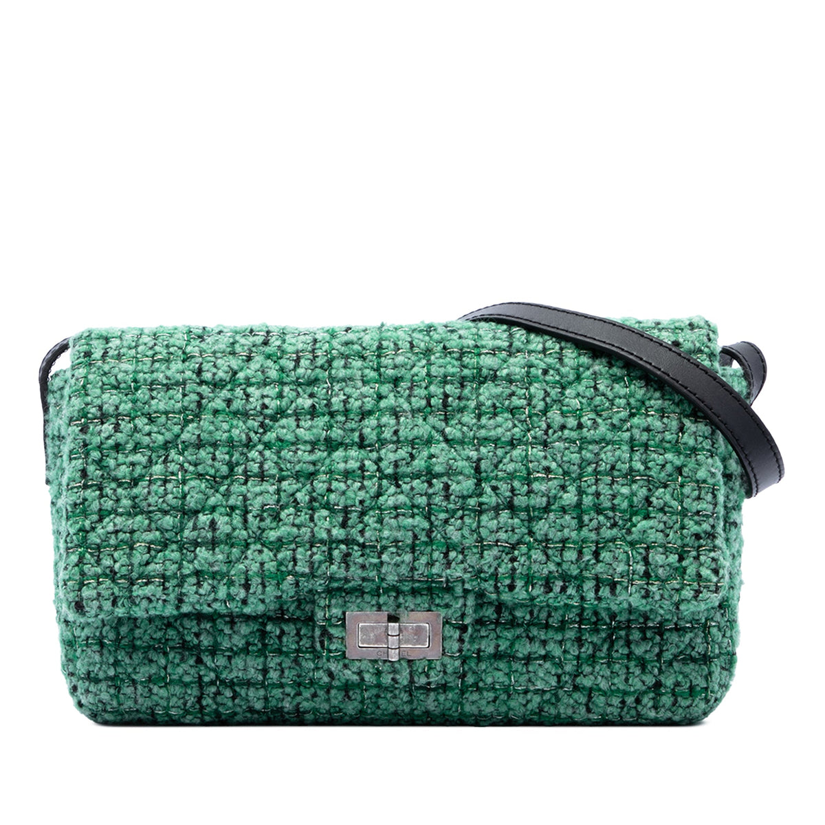 Chanel Jumbo Quilted Tweed Reissue 2.55 Easy Messenger Flap — Green