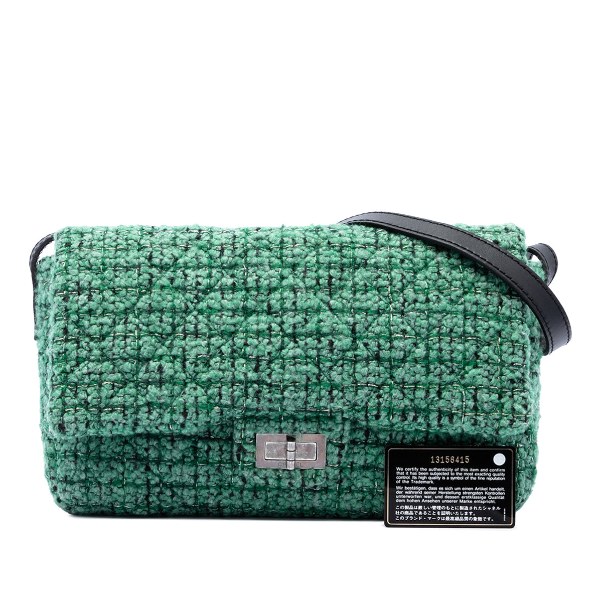 Chanel Jumbo Quilted Tweed Reissue 2.55 Easy Messenger Flap — Green