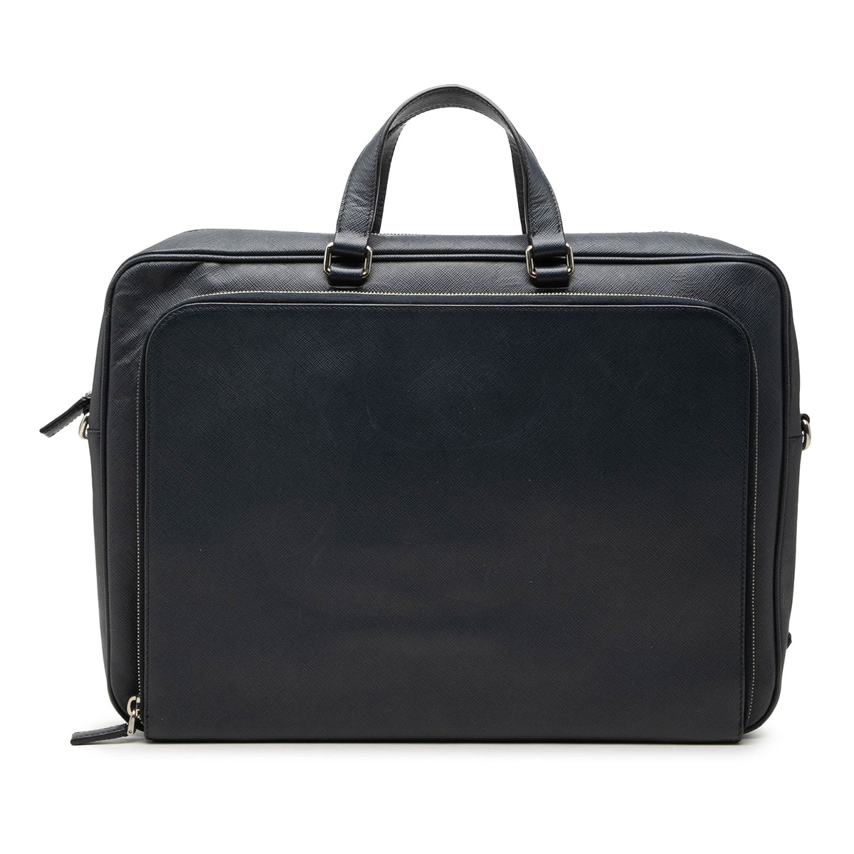 Prada Saffiano Cuir Travel Front Zip Pocket Briefcase