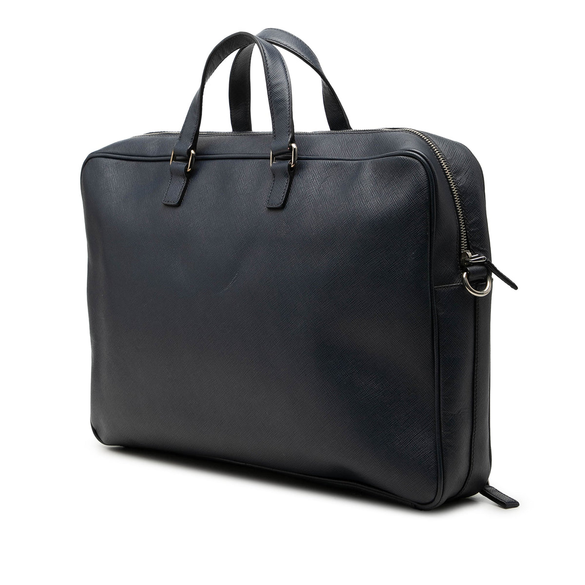Prada Saffiano Cuir Travel Front Zip Pocket Briefcase