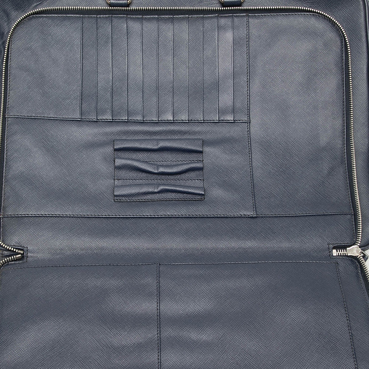 Prada Saffiano Cuir Travel Front Zip Pocket Briefcase