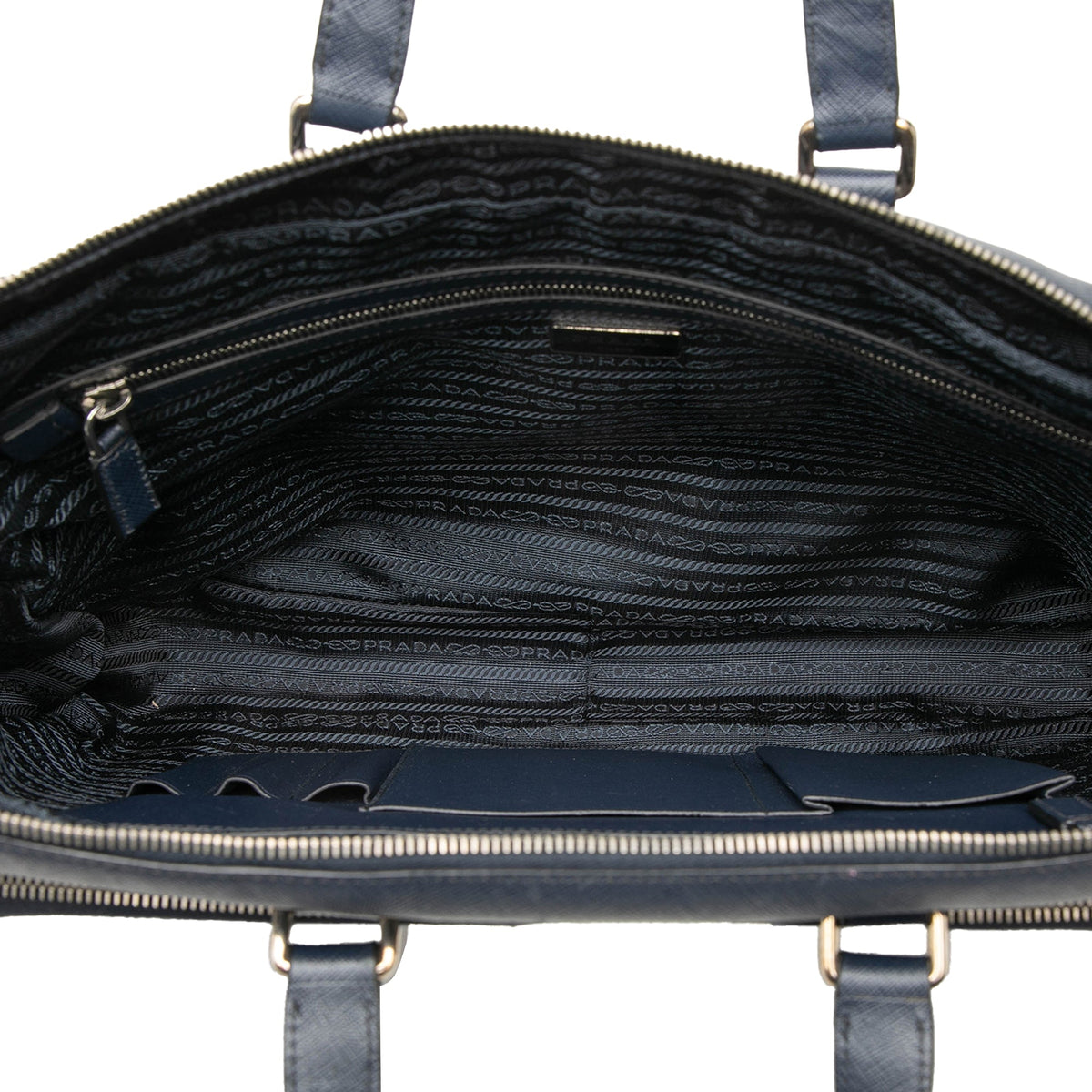 Prada Saffiano Cuir Travel Front Zip Pocket Briefcase