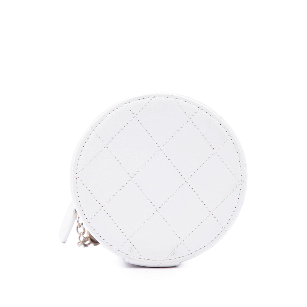 Chanel Quilted Lambskin Chain and Charm Vanity Case — White