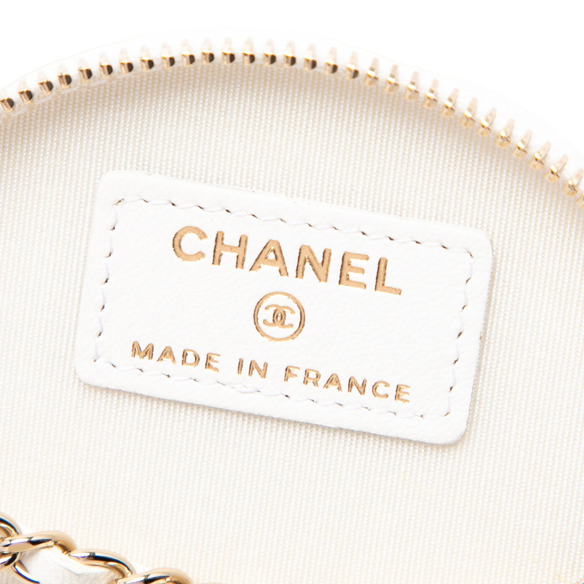 Chanel Quilted Lambskin Chain and Charm Vanity Case — White